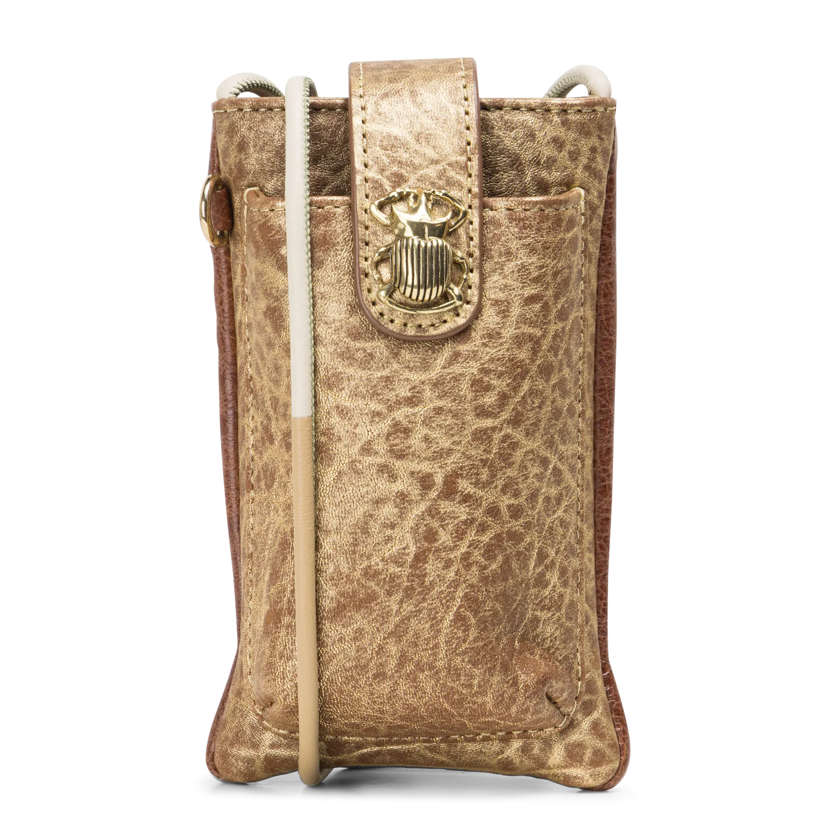 Etui de téléphone en cuir mélangéé Doré MARCUS