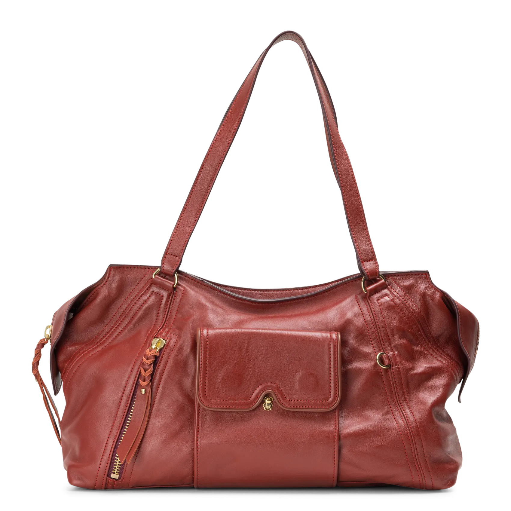 Sac porté épaule en cuir mélangé Rouge JUNO