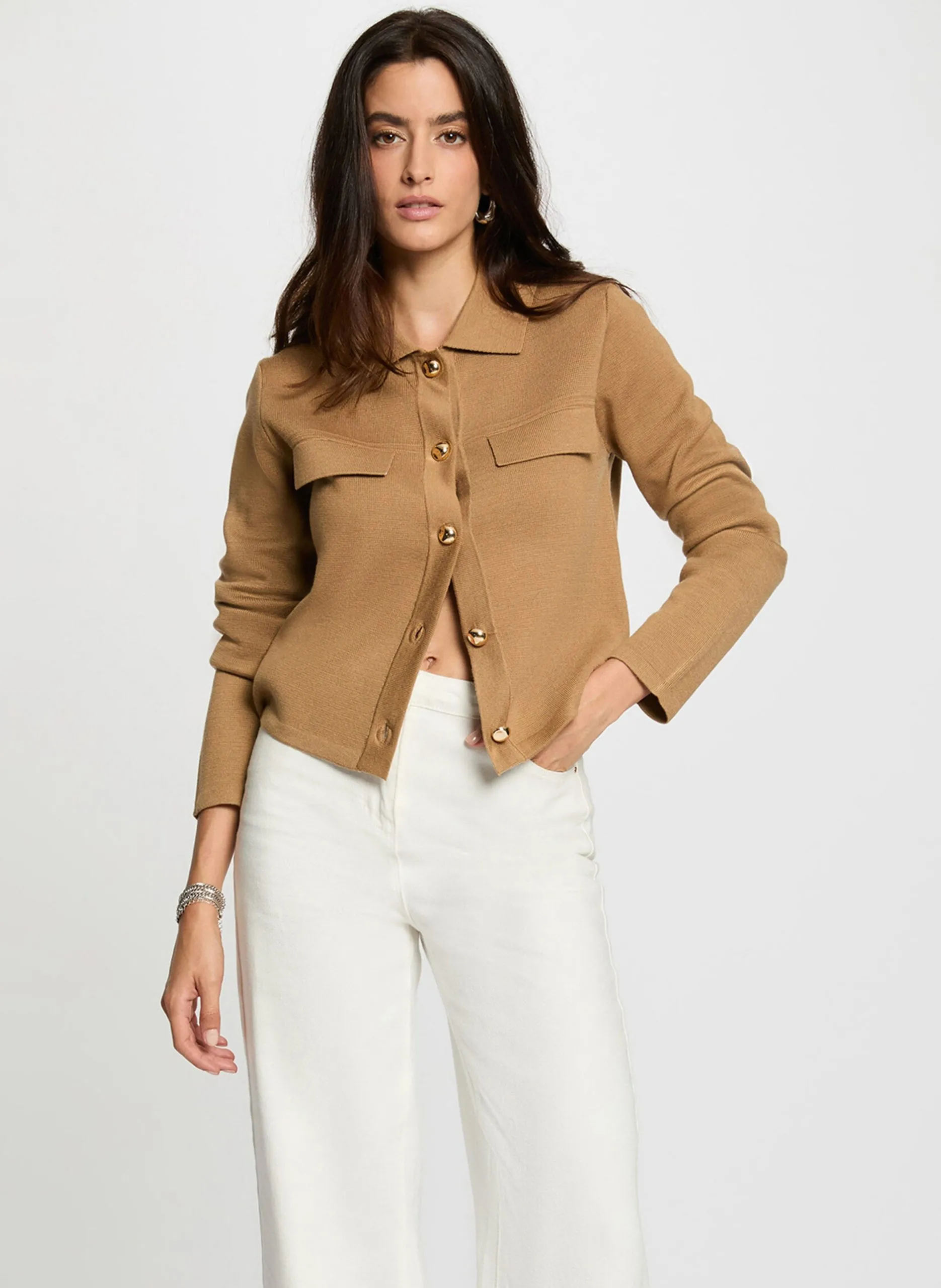 Gilet col classique Marron 252-MIMDIE