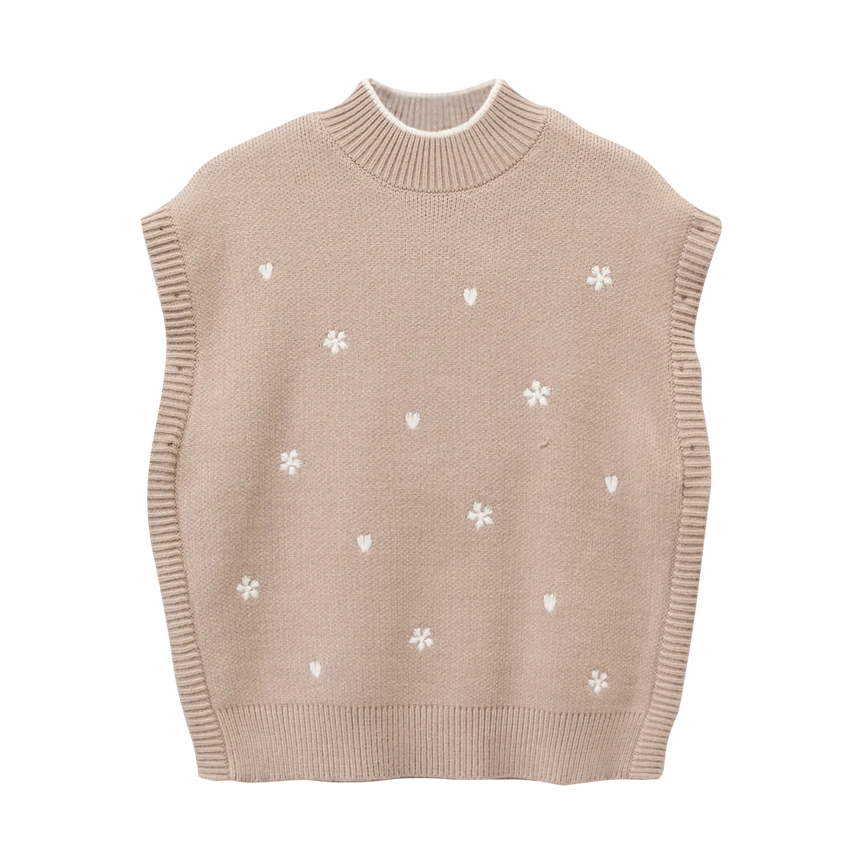 Pull col montant Beige