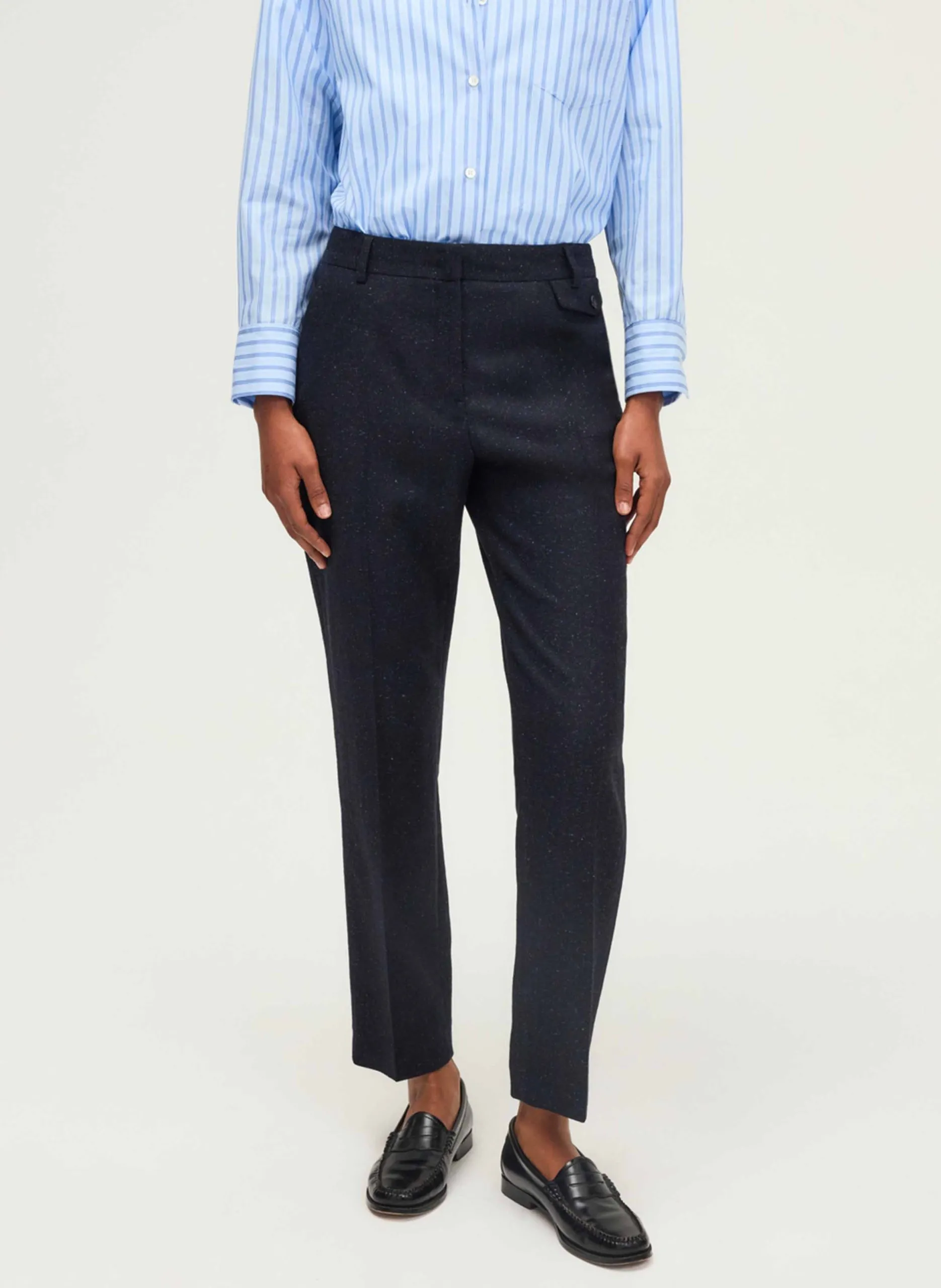 Pantalon droit en laine mélangée Bleu CORAE