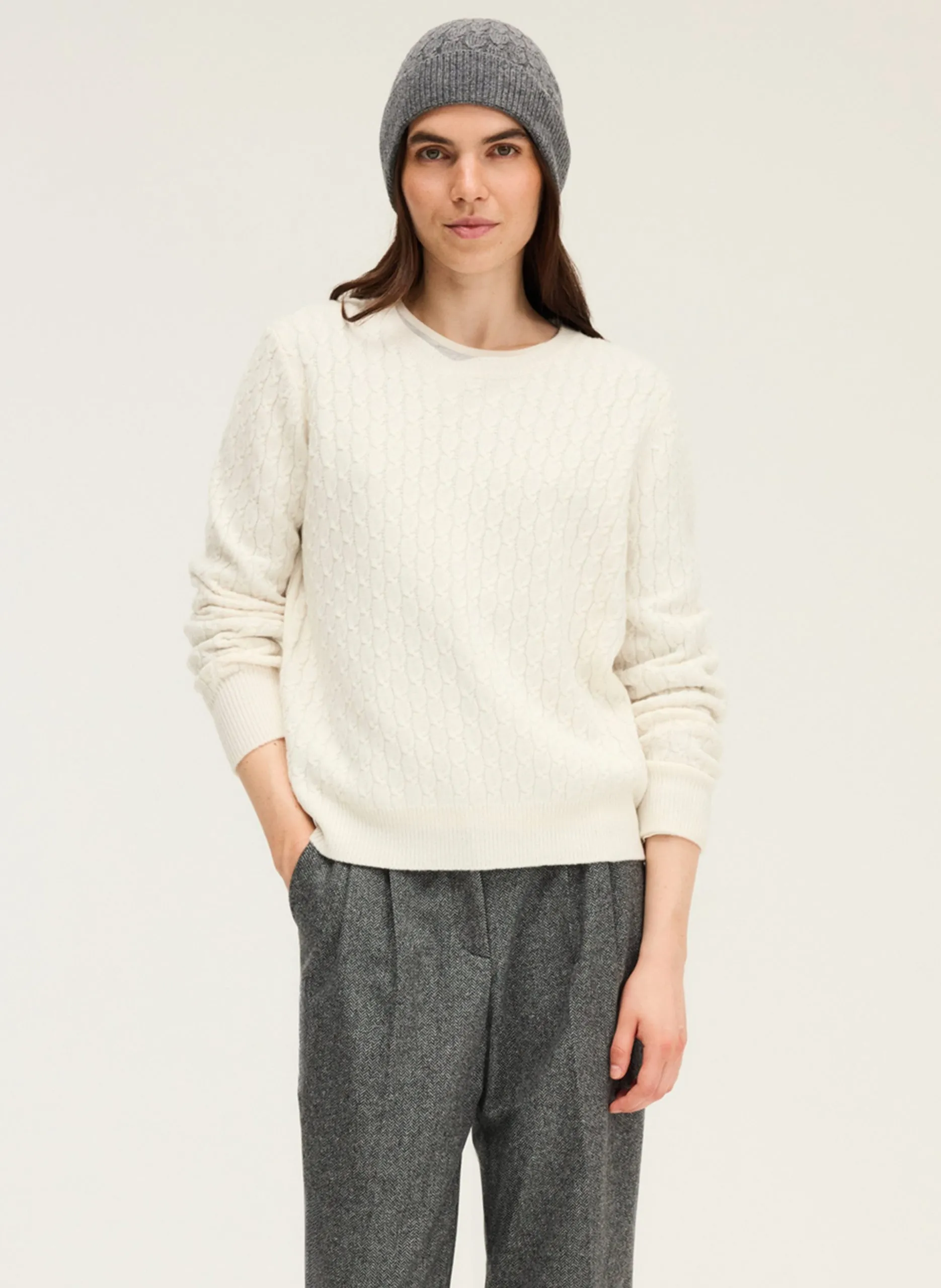 Pull col rond en laine Beige EMI