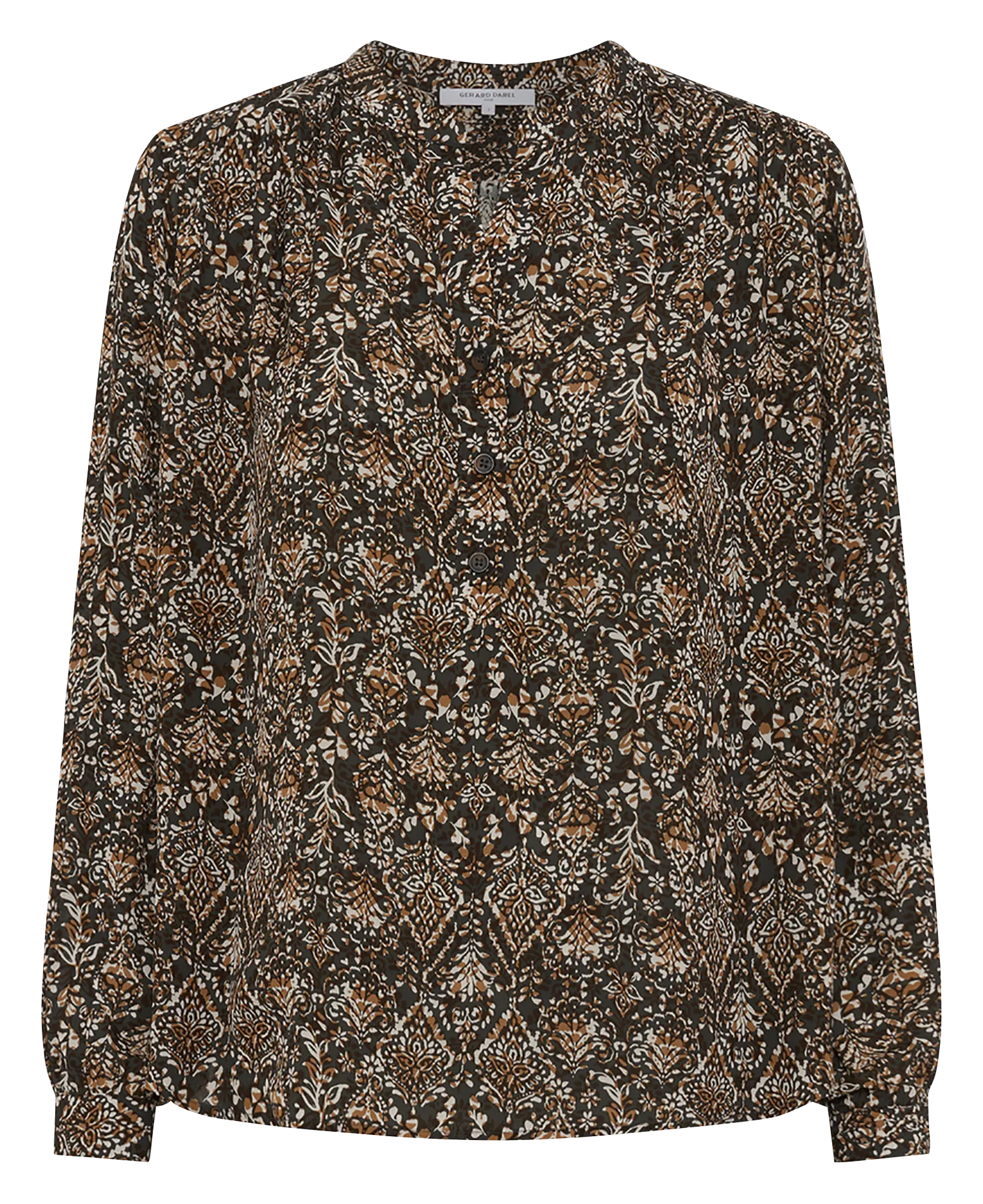 Blouse droite imprimée Kaki ALTHEA