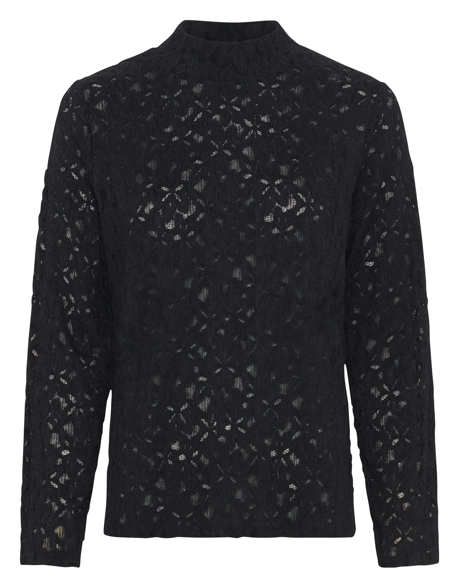 Top col montant en dentele Noir HARMONIE