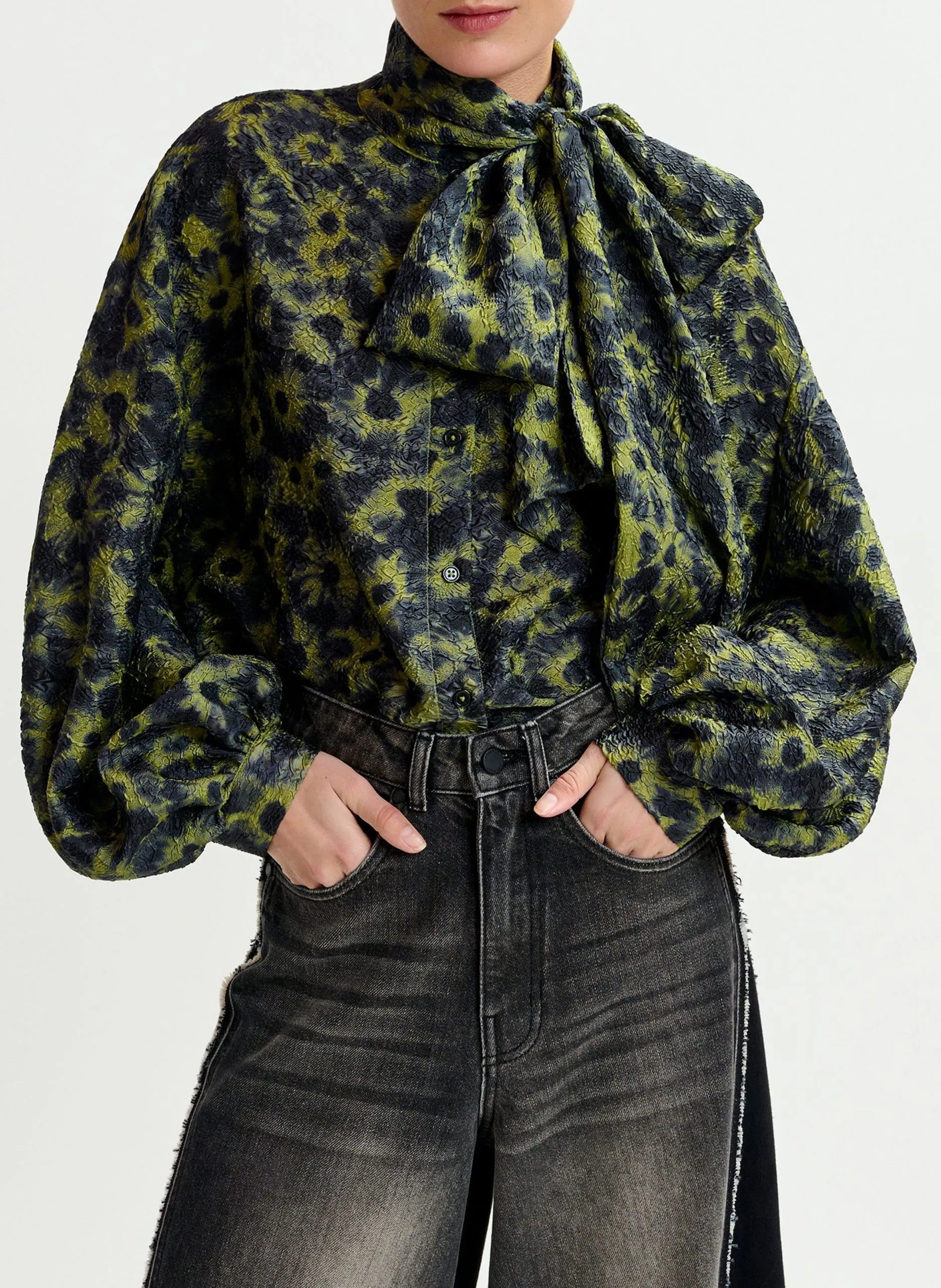 Chemise imprimée à boutons oversize Vert ILLICIUM