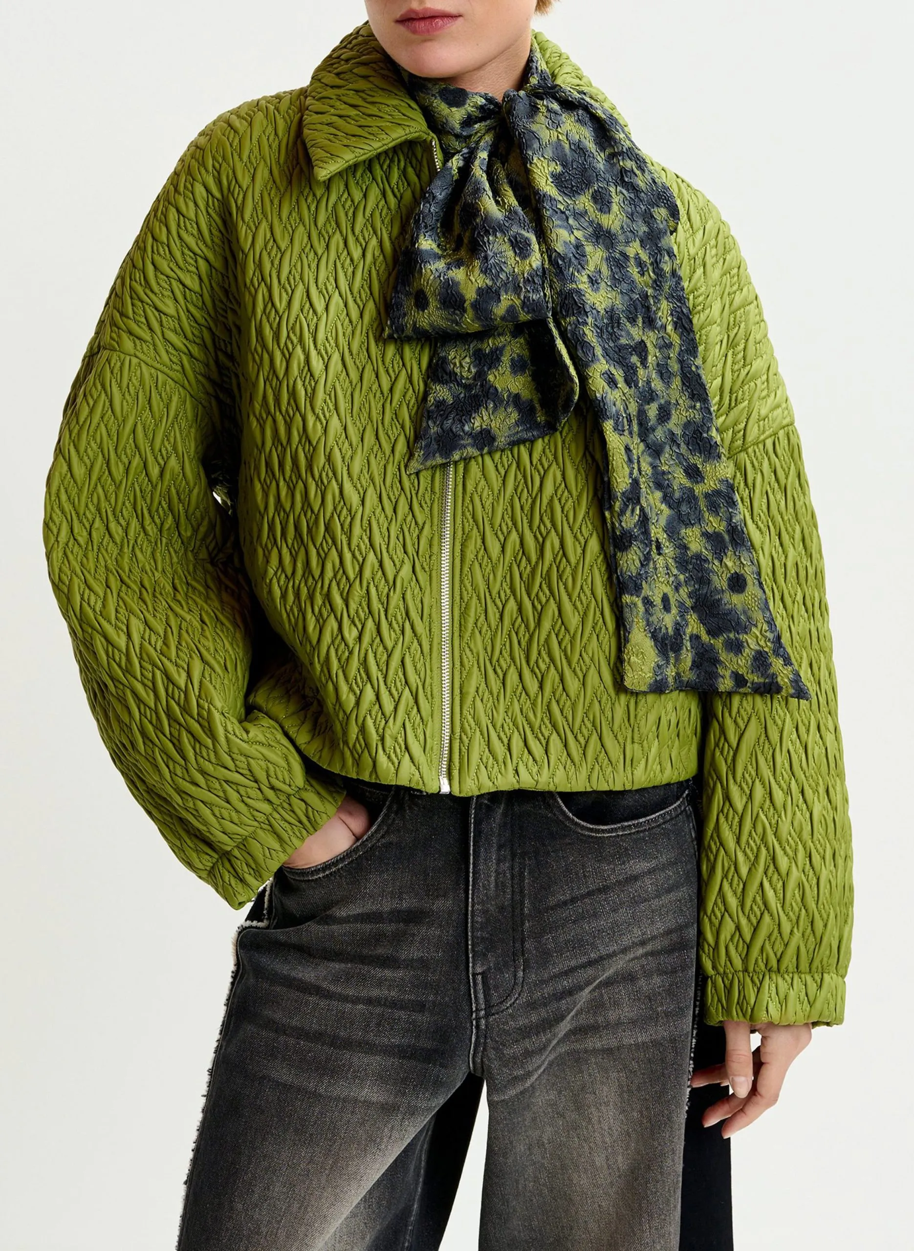 Veste col classique effet cuir Vert IMILLE