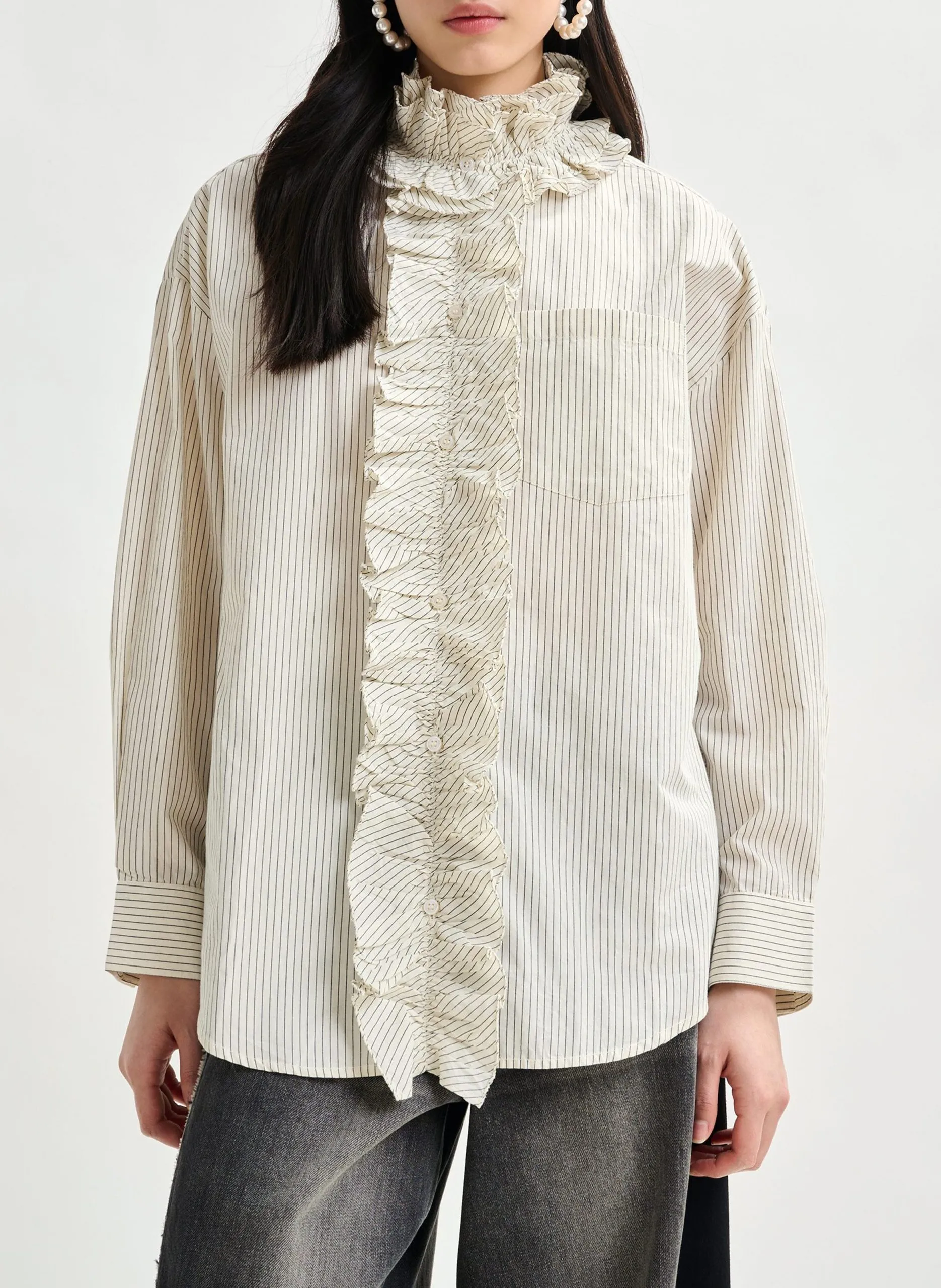 Chemise col victorien en coton Blanc IPOJUCA