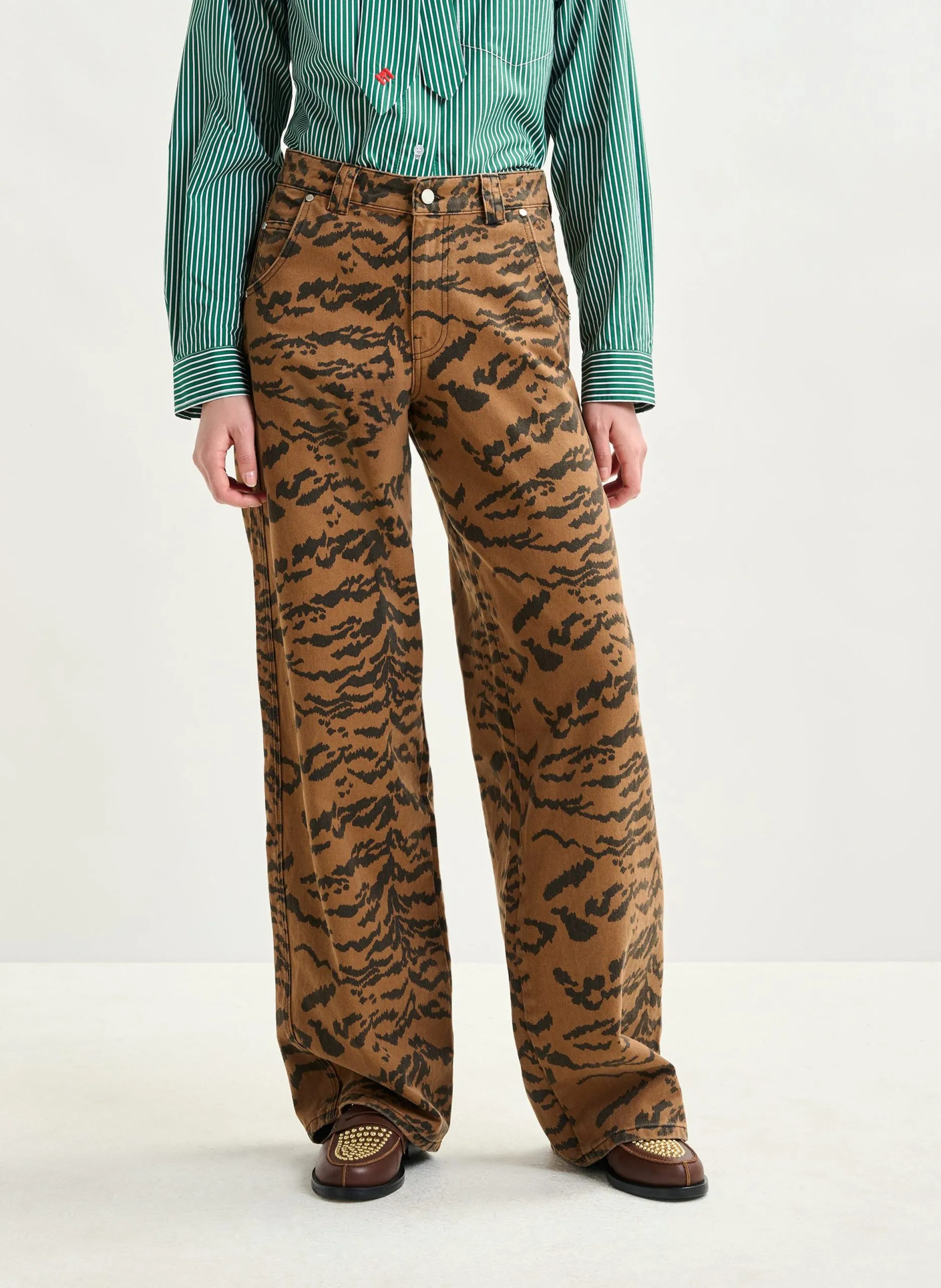 Pantalon large en coton Marron IMPECCABLE