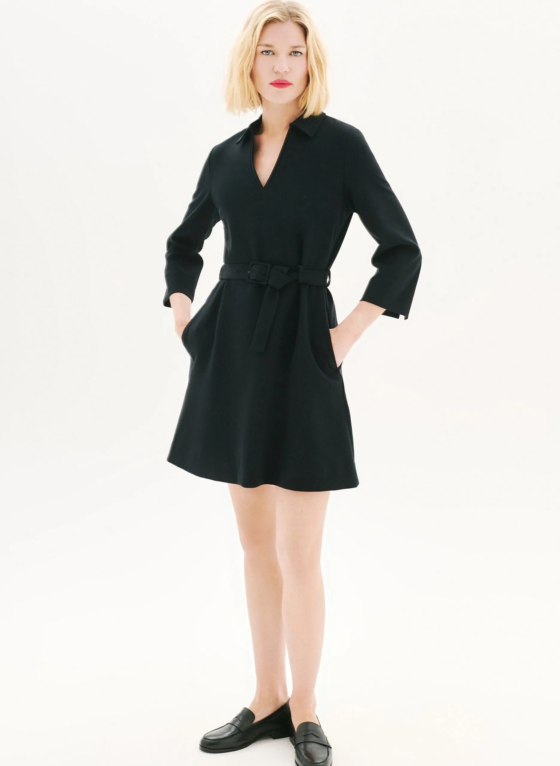 Robe courte col polo Noir 252R-RLUCIE