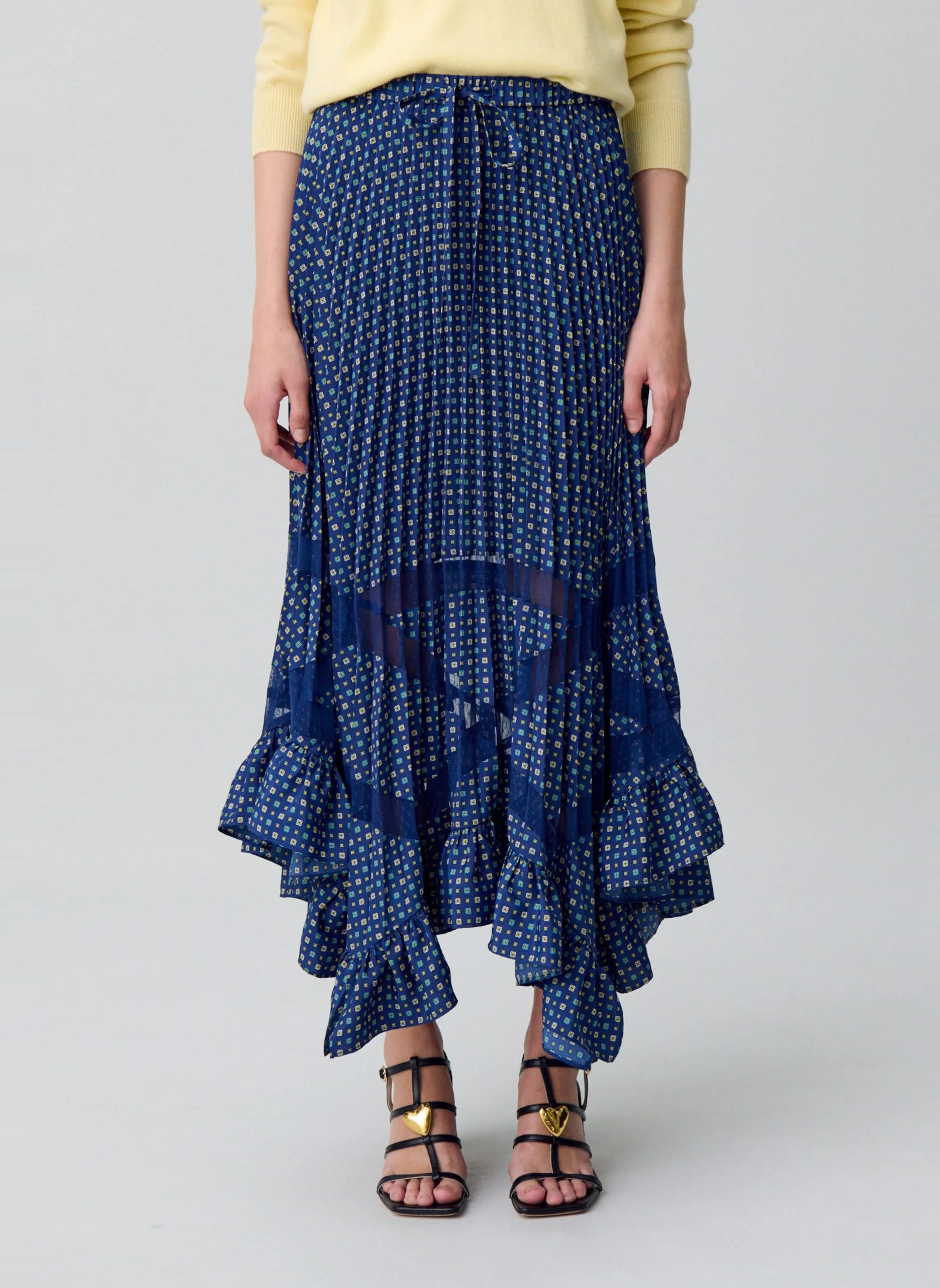 Jupe longue asymétrique imprimée Multicolore