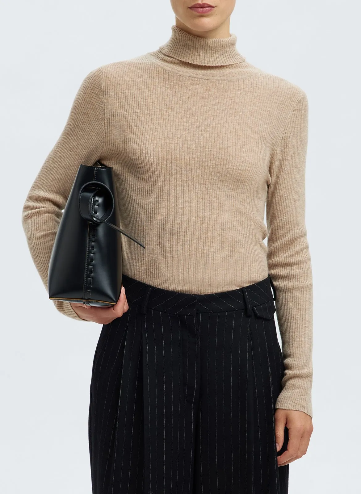 Pull col roulé en laine mélangé Beige INGRID