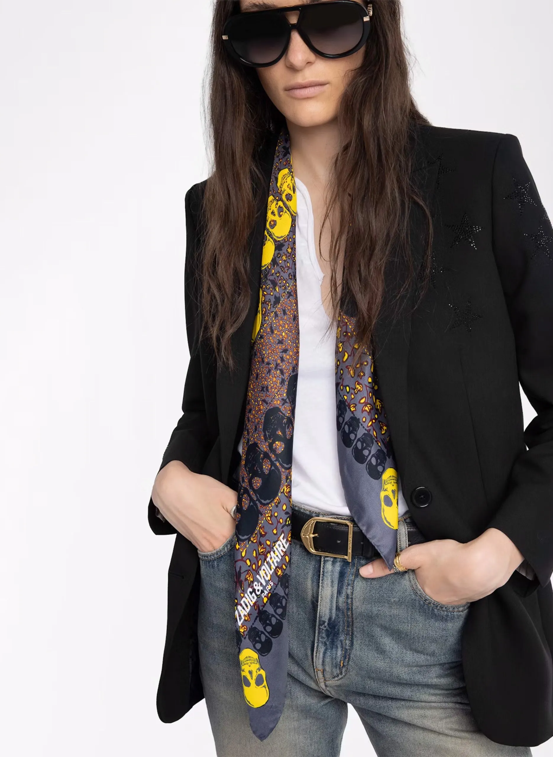 Foulard imprimé Gris DEBBIE 85