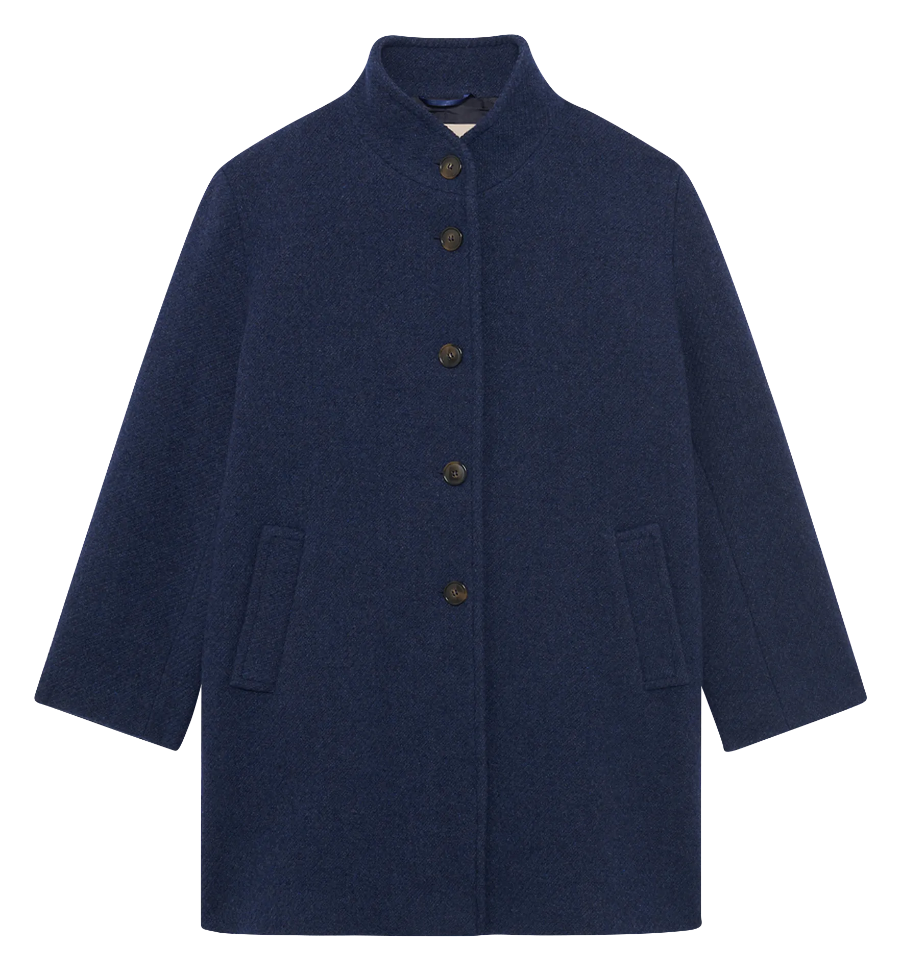 Manteau droit boutonné en laine mélangée Bleu MELINE