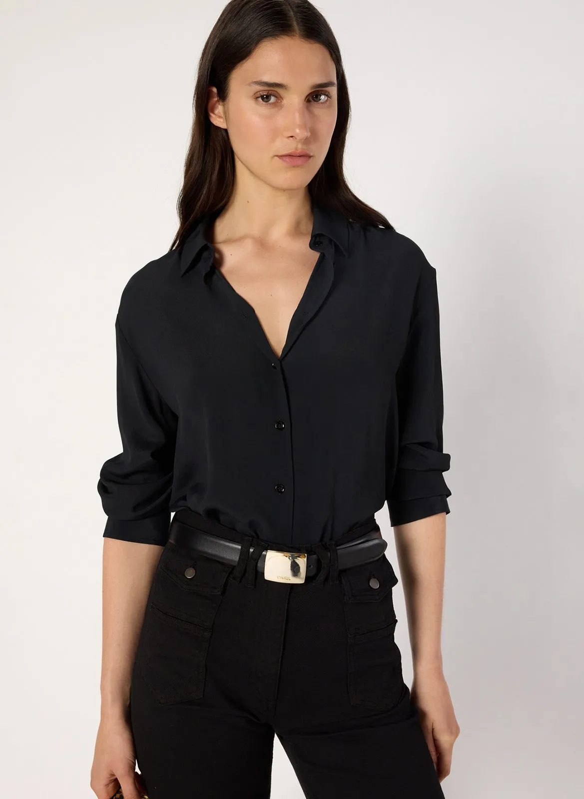 Chemise droite col classique Noir BEATA