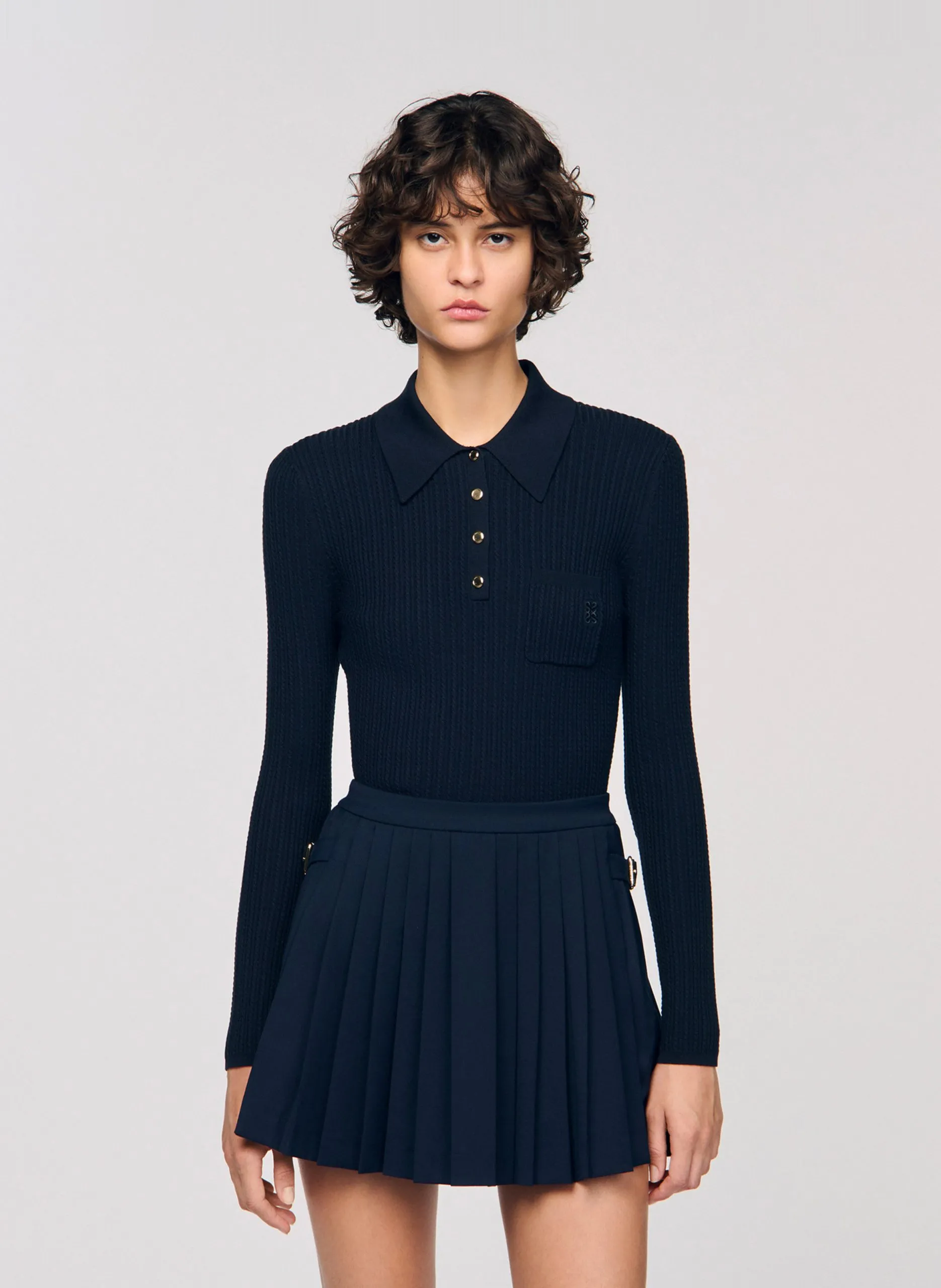 Pull clol classique Bleu