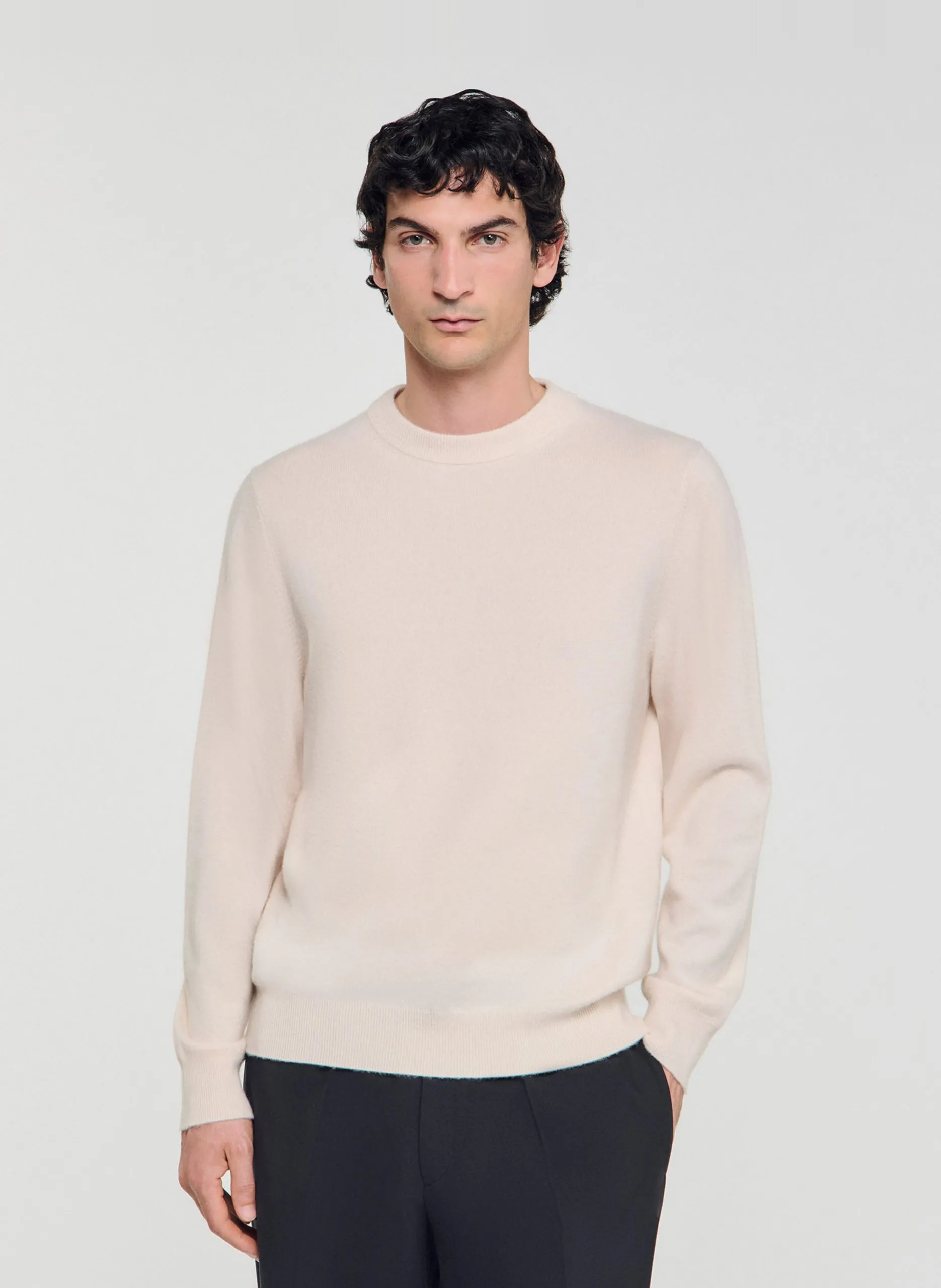Pull col rond regular-fit en cachemire Blanc
