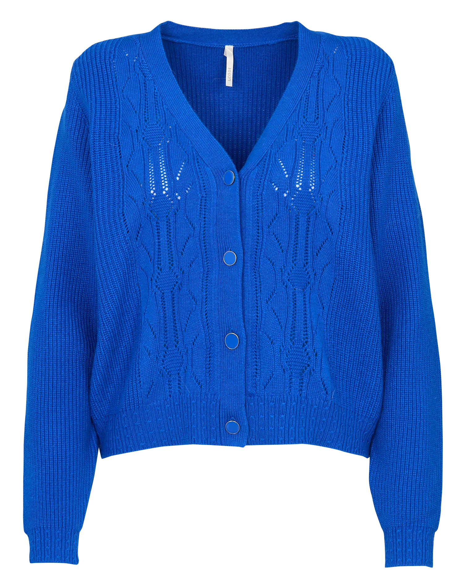 Gilet droit col V tricot fantaisie Bleu