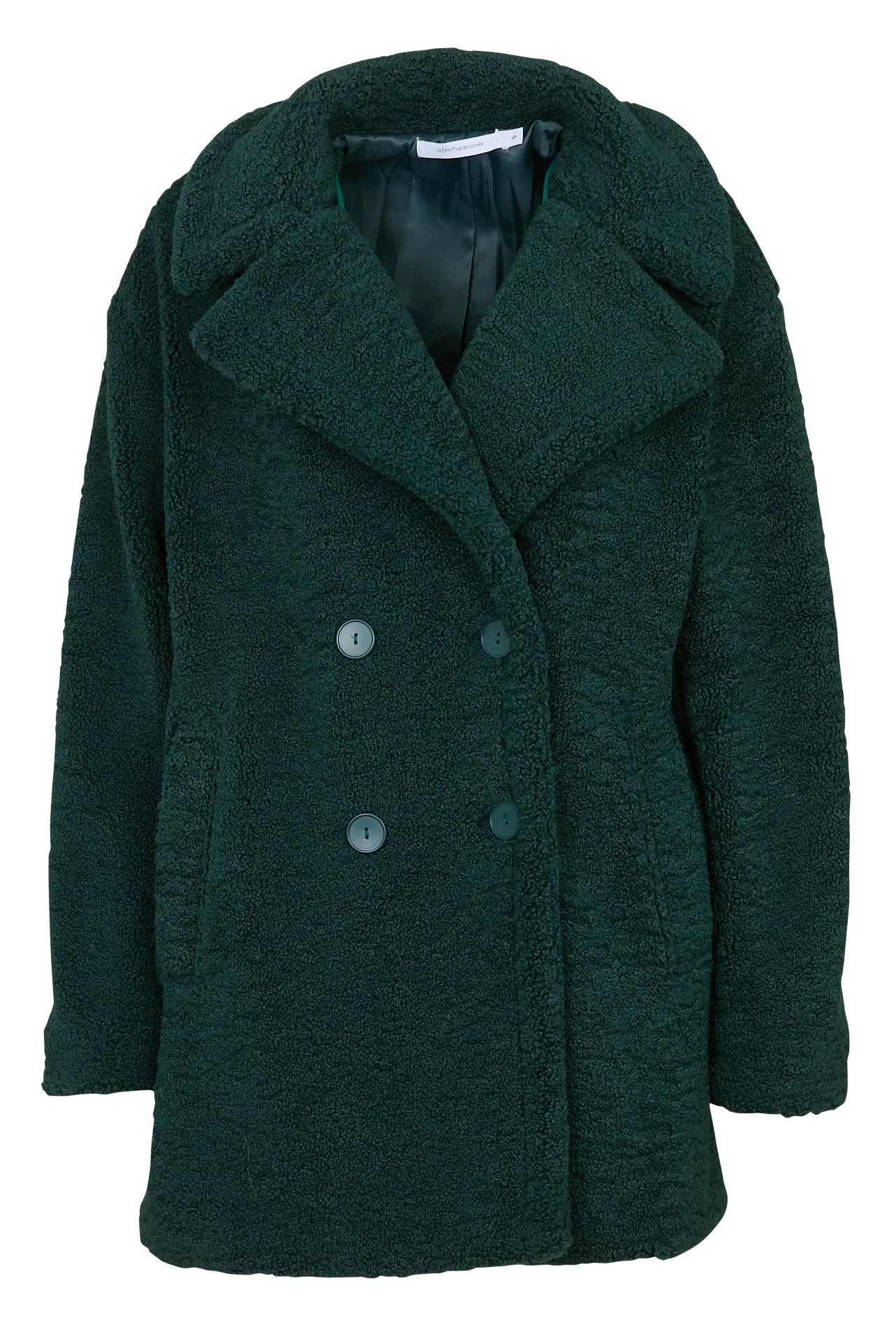 Caban ample col tailleur effet bouclette Vert