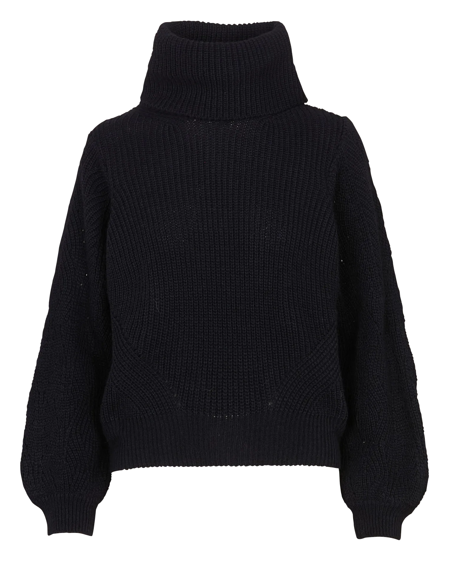 Col roulé droit en maille mélangée Bleu