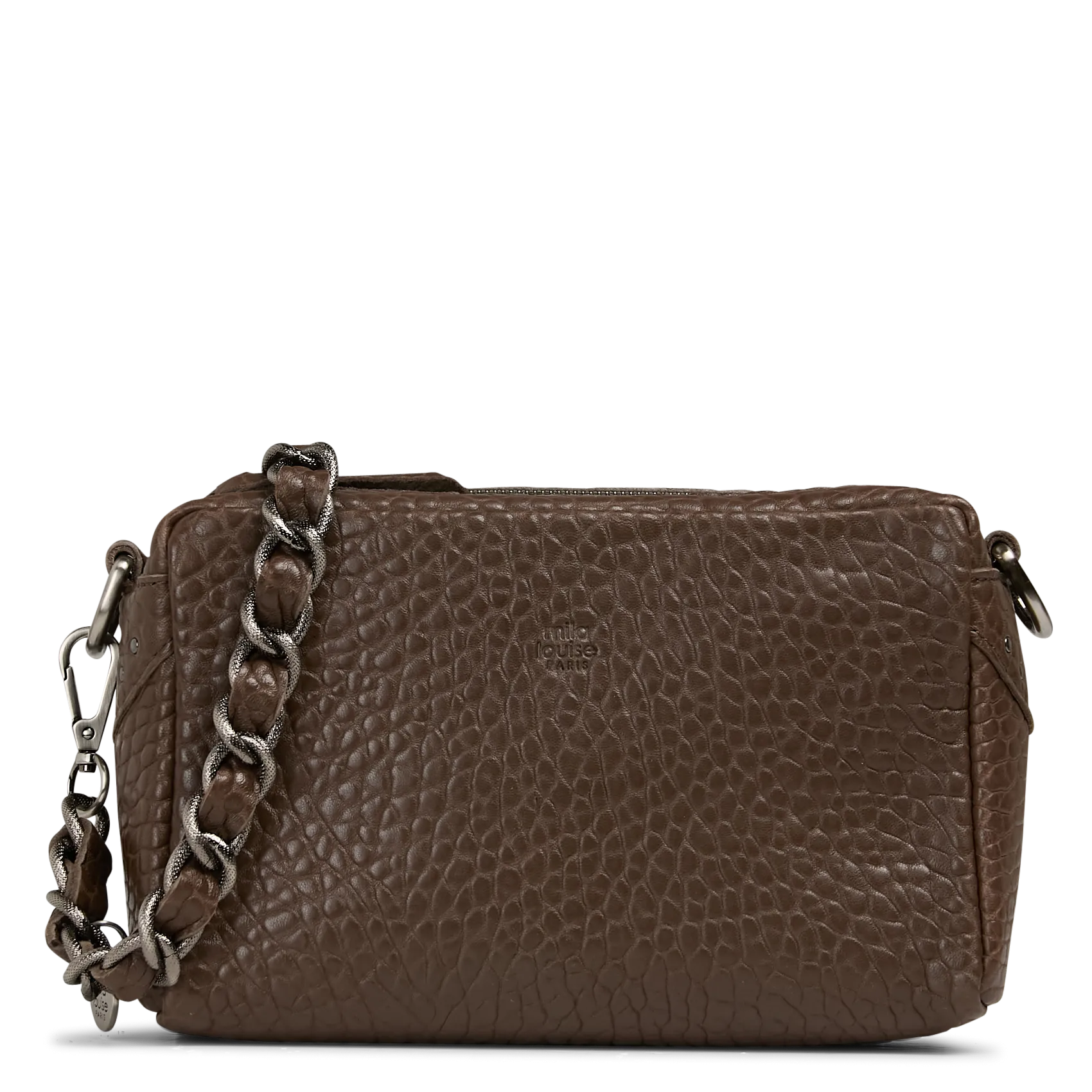 Sac bandoulière en cuir embossé Kaki MAMA