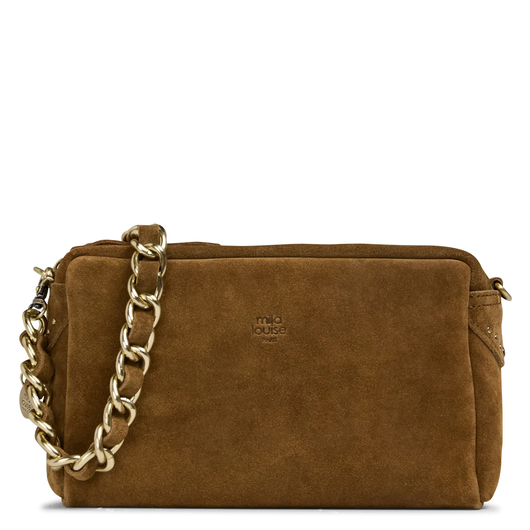 Sac caméra en cuir velours Beige MAMA