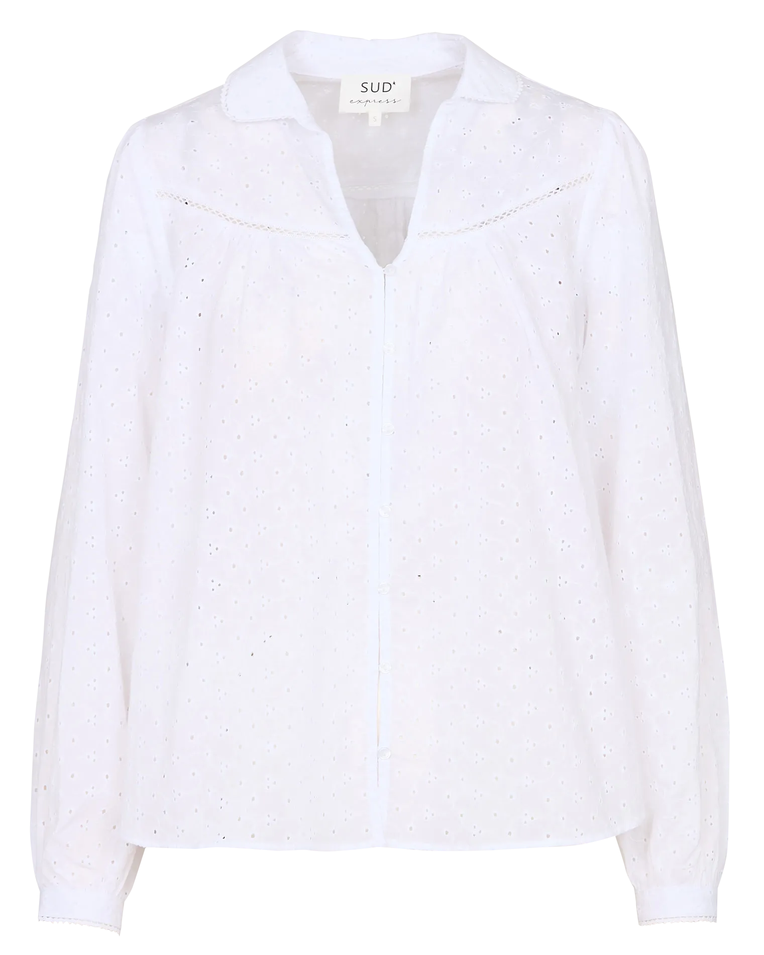 Chemisier oversize col à revers en coton brodé Blanc CASSUSY
