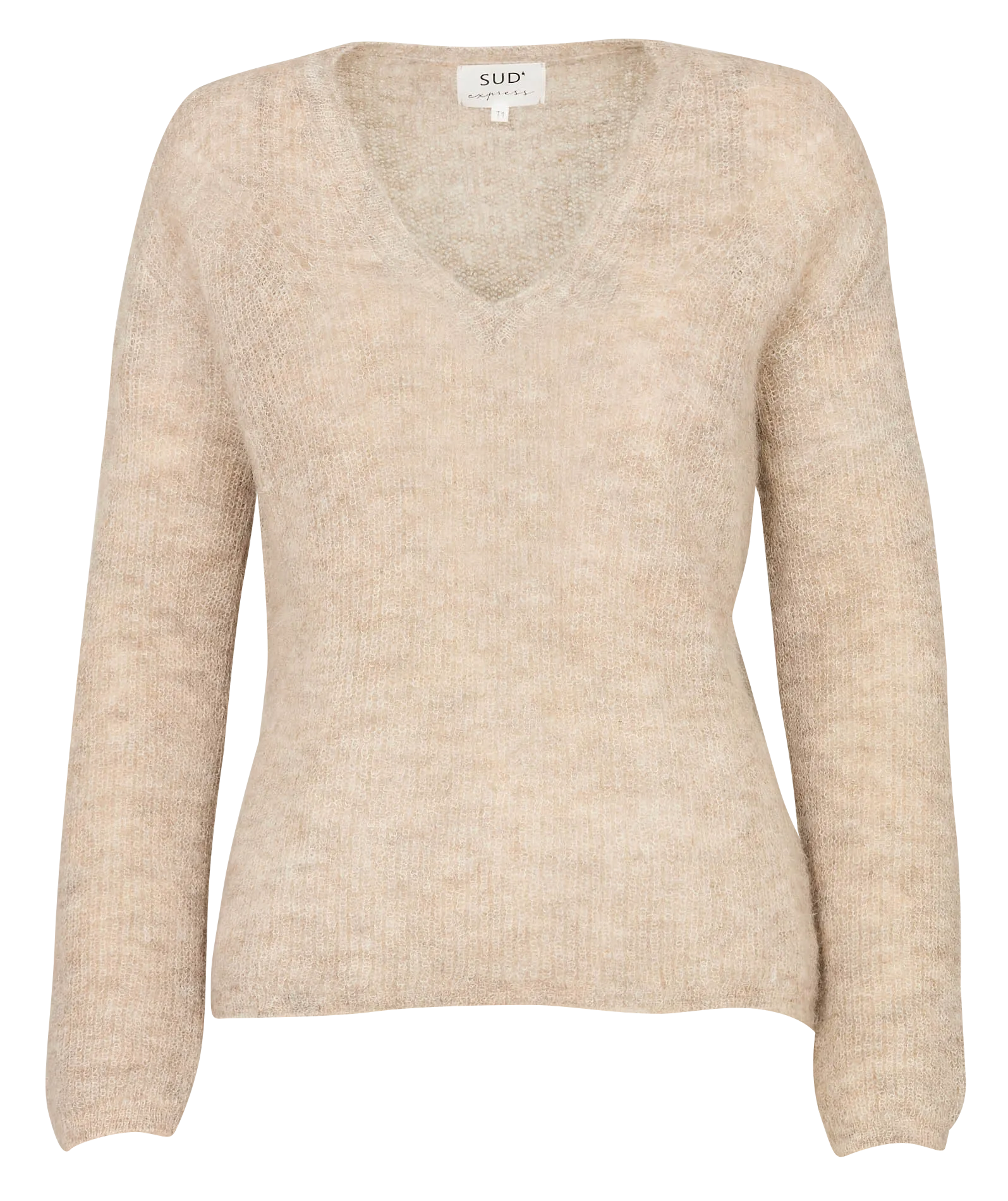 Pull droit col V en laine mélangée Blanc MANNAKO