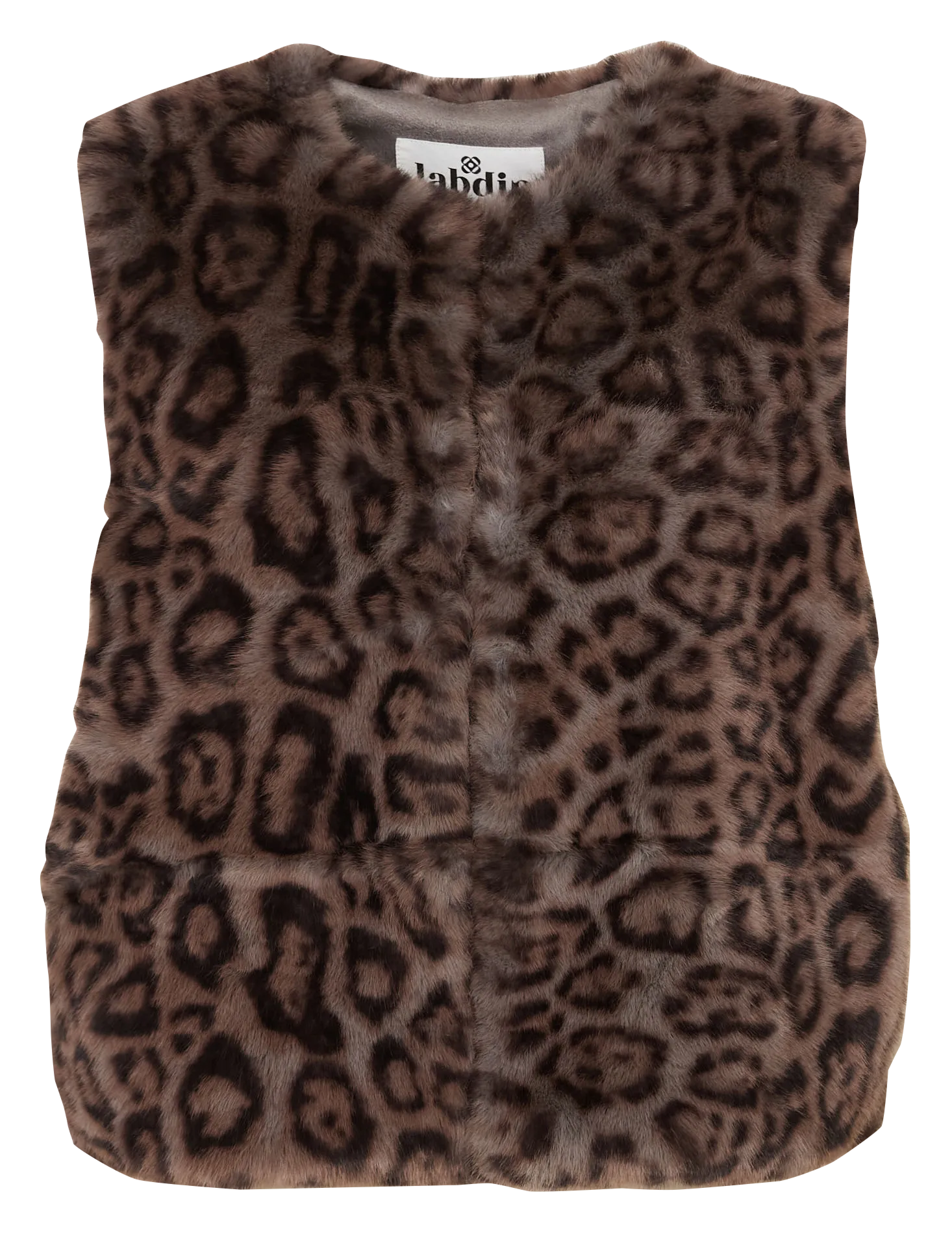 Veste droite sans manches en fourrure synthétique imprimée Gris BACI