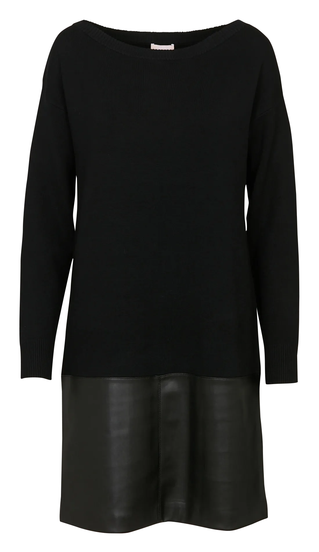 Robe courte col bateau en maille Noir