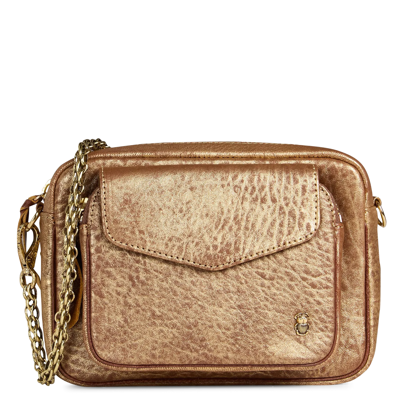 Sac bandoulière en cuir mélangé Doré