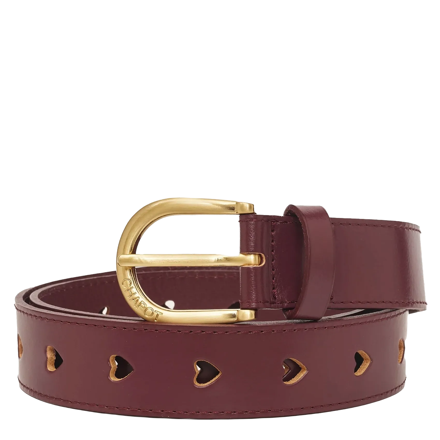 Ceinture suédée à détails cœurs en cuir Rouge CUT IT OUT HEART