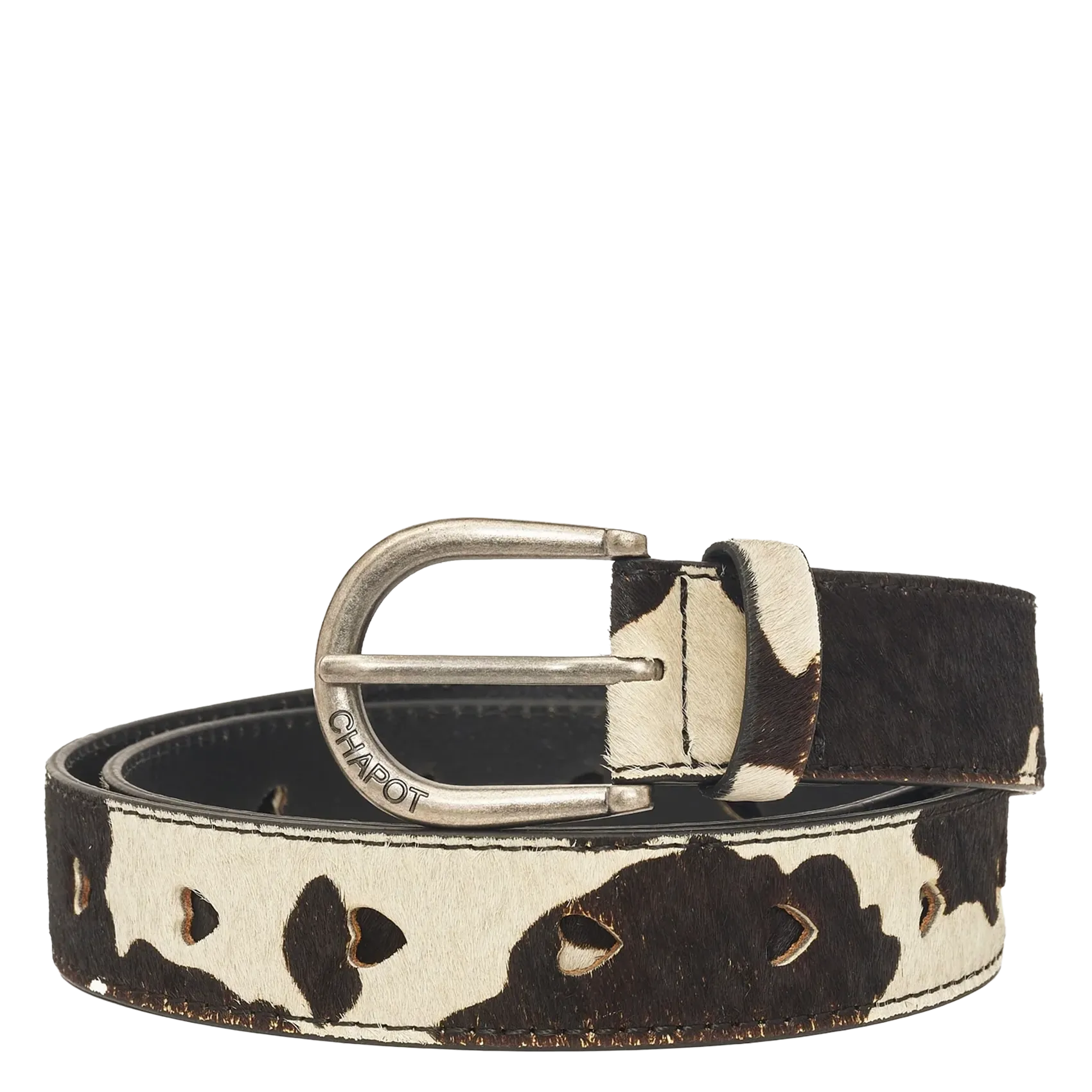 Ceinture vache à détails cœurs en cuir Marron HAIRY