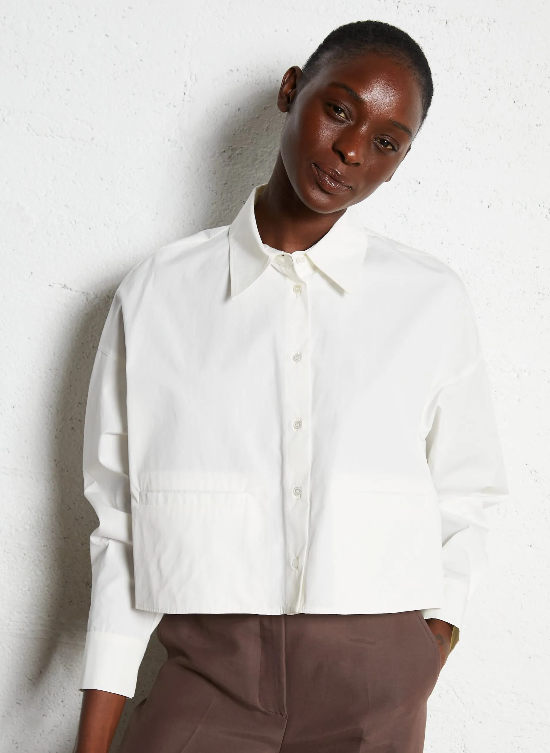 Chemise droite en coton Blanc SVAGO