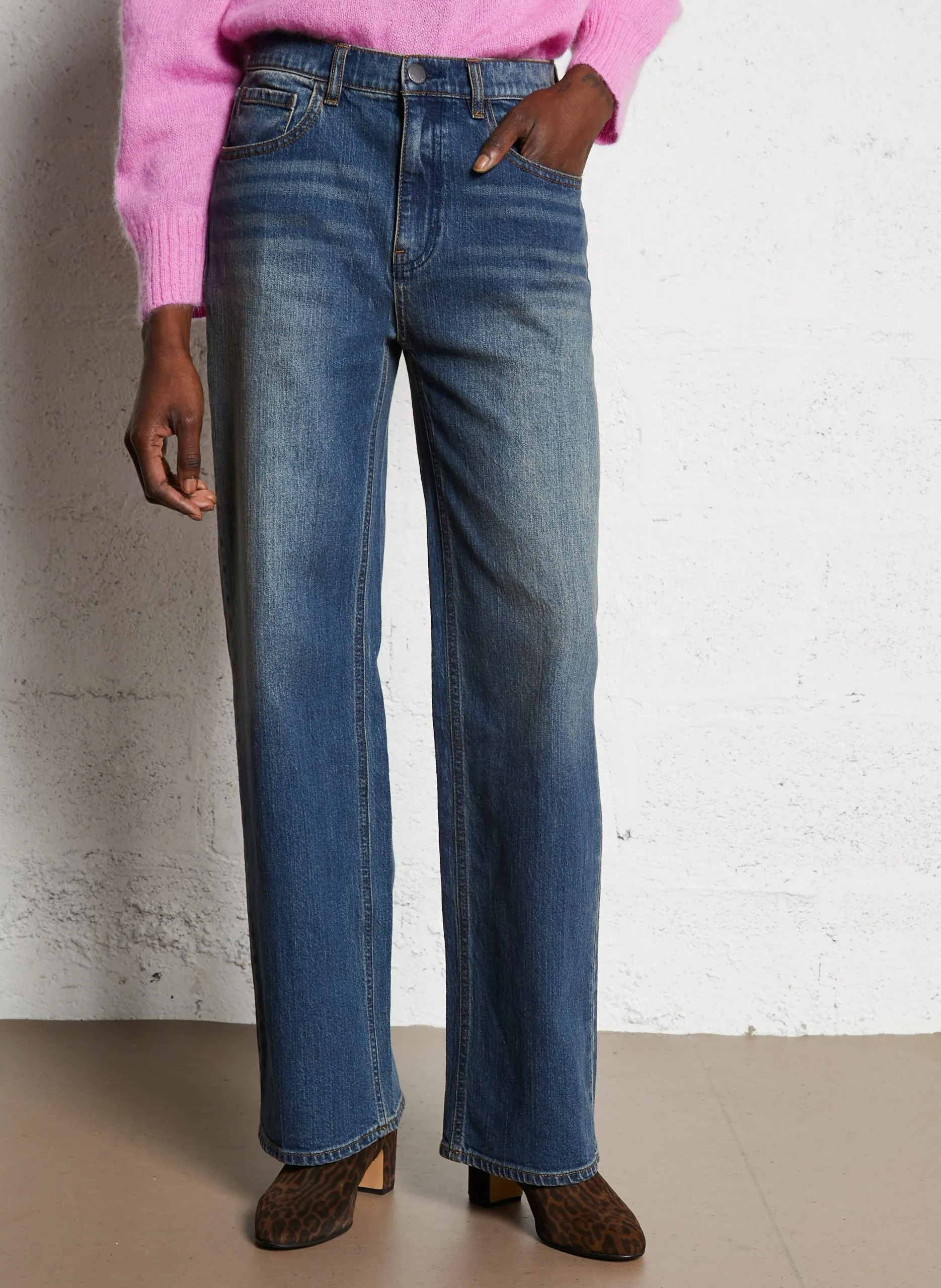 Jean droit en coton mélangé Bleu SHIFTER