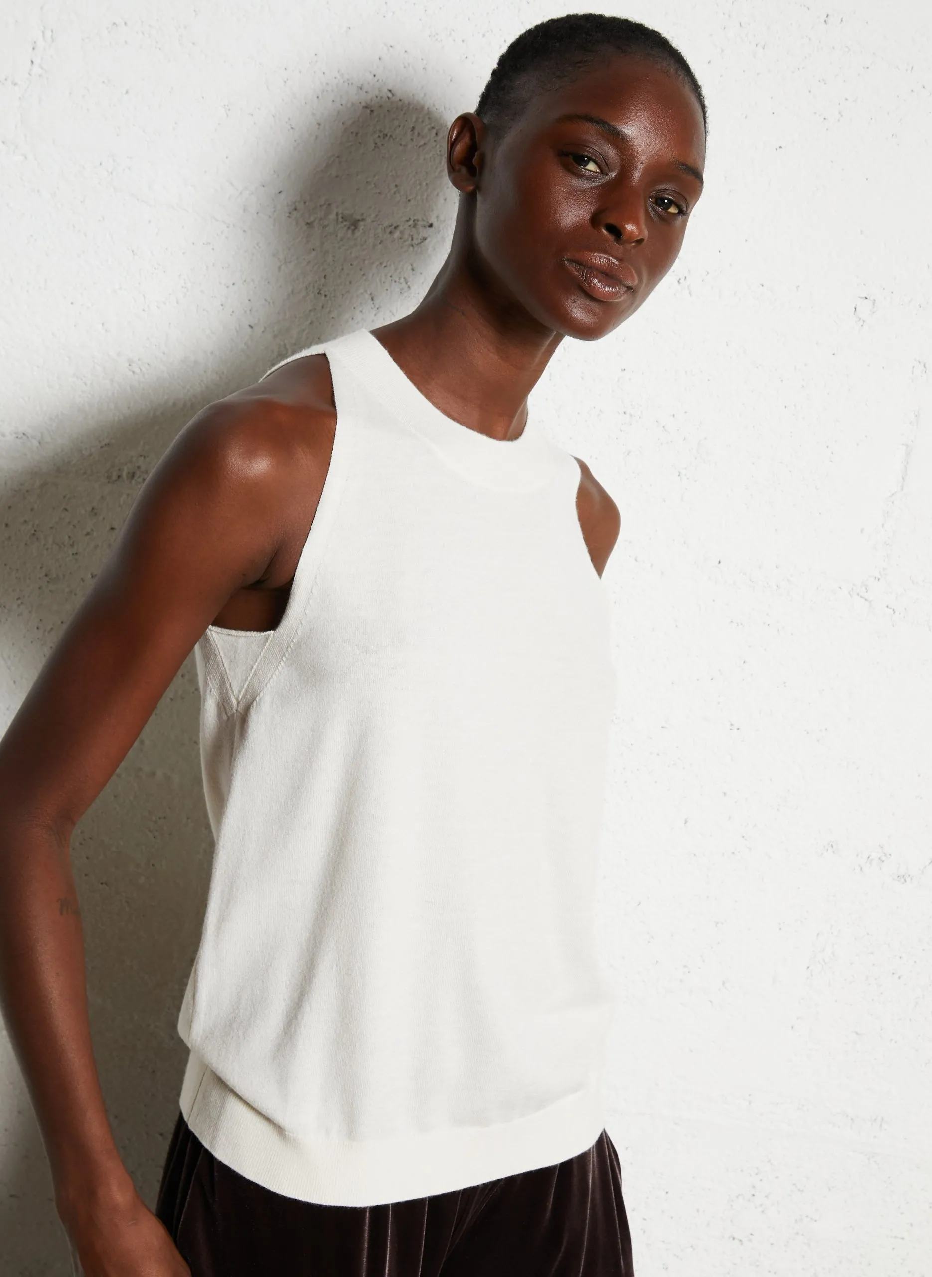 Débardeur droit en maille Beige BAYRON BIS