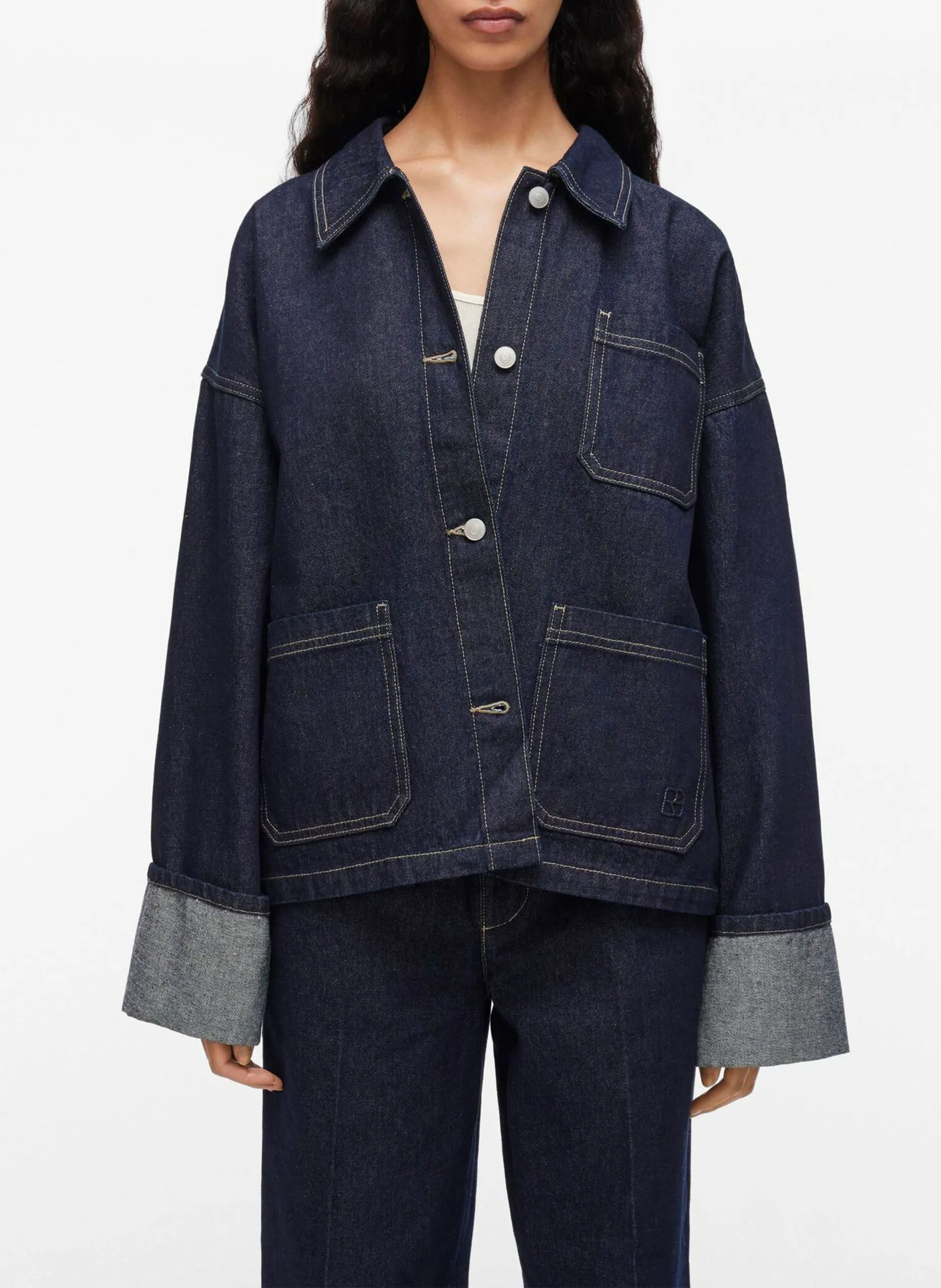 Veste col classique en coton Bleu MARTINE