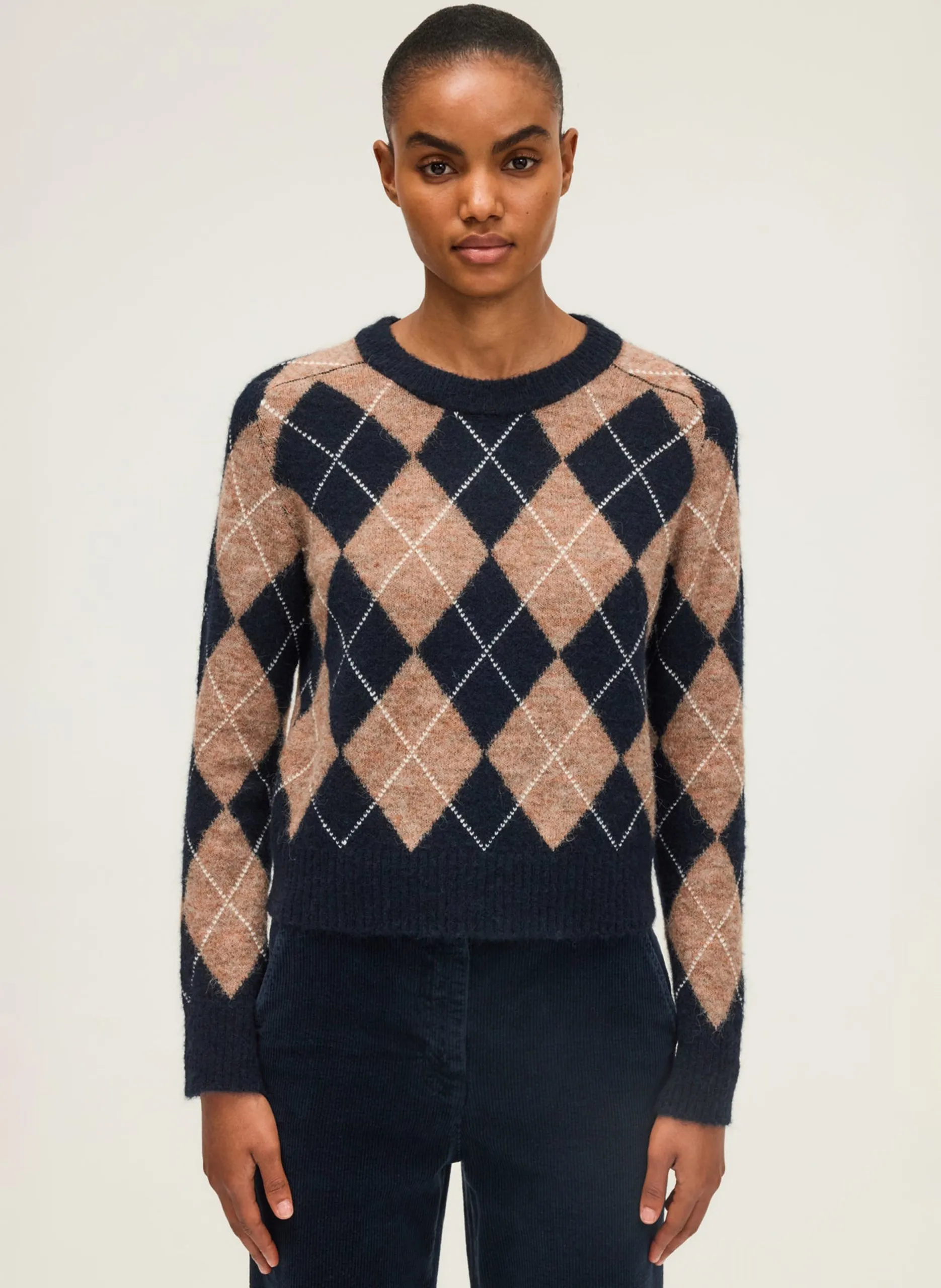 Pull col rond jacquard Bleu ELEANA