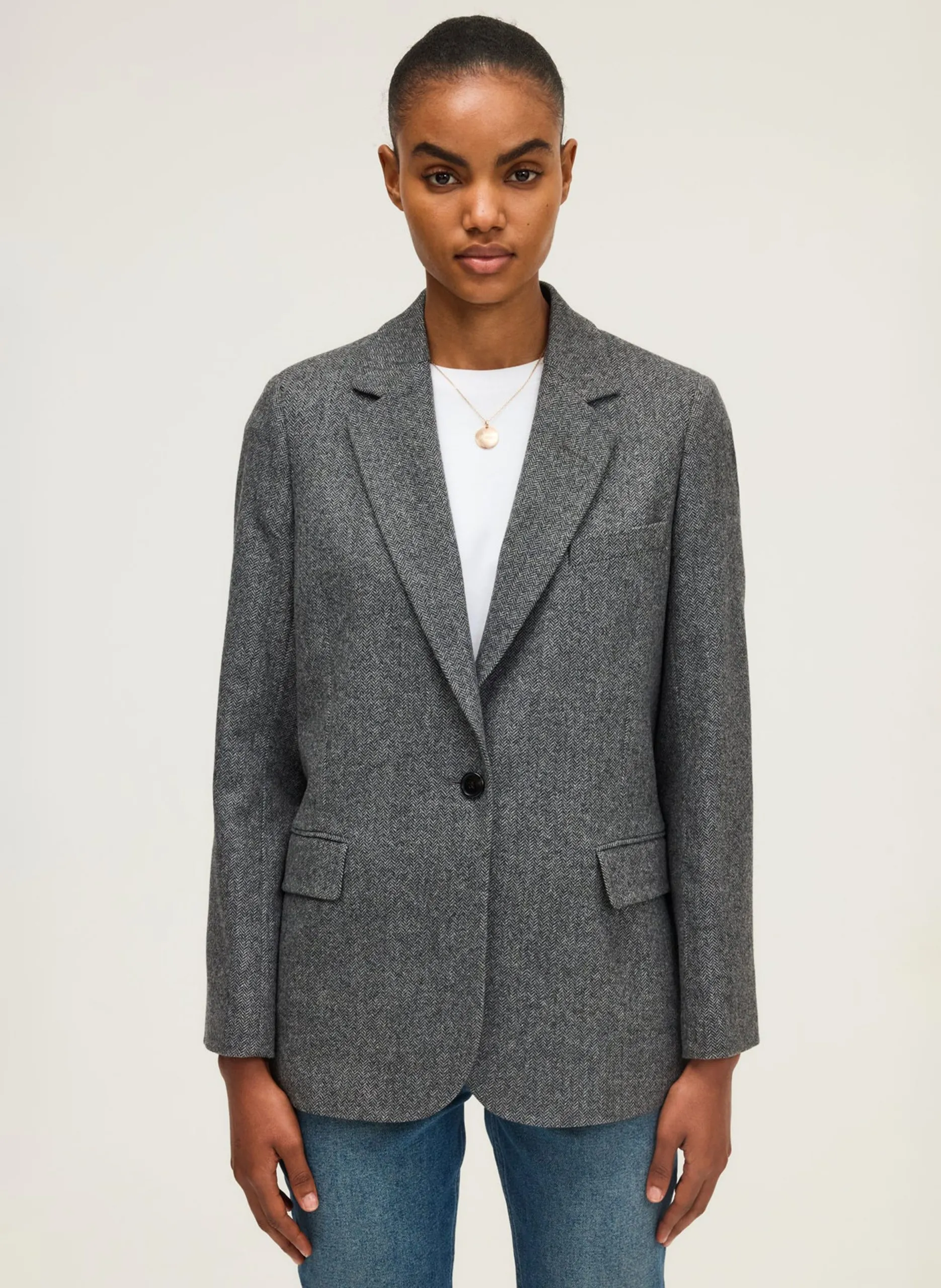 Veste de tailleur en laine mélangée Gris NAHIDA
