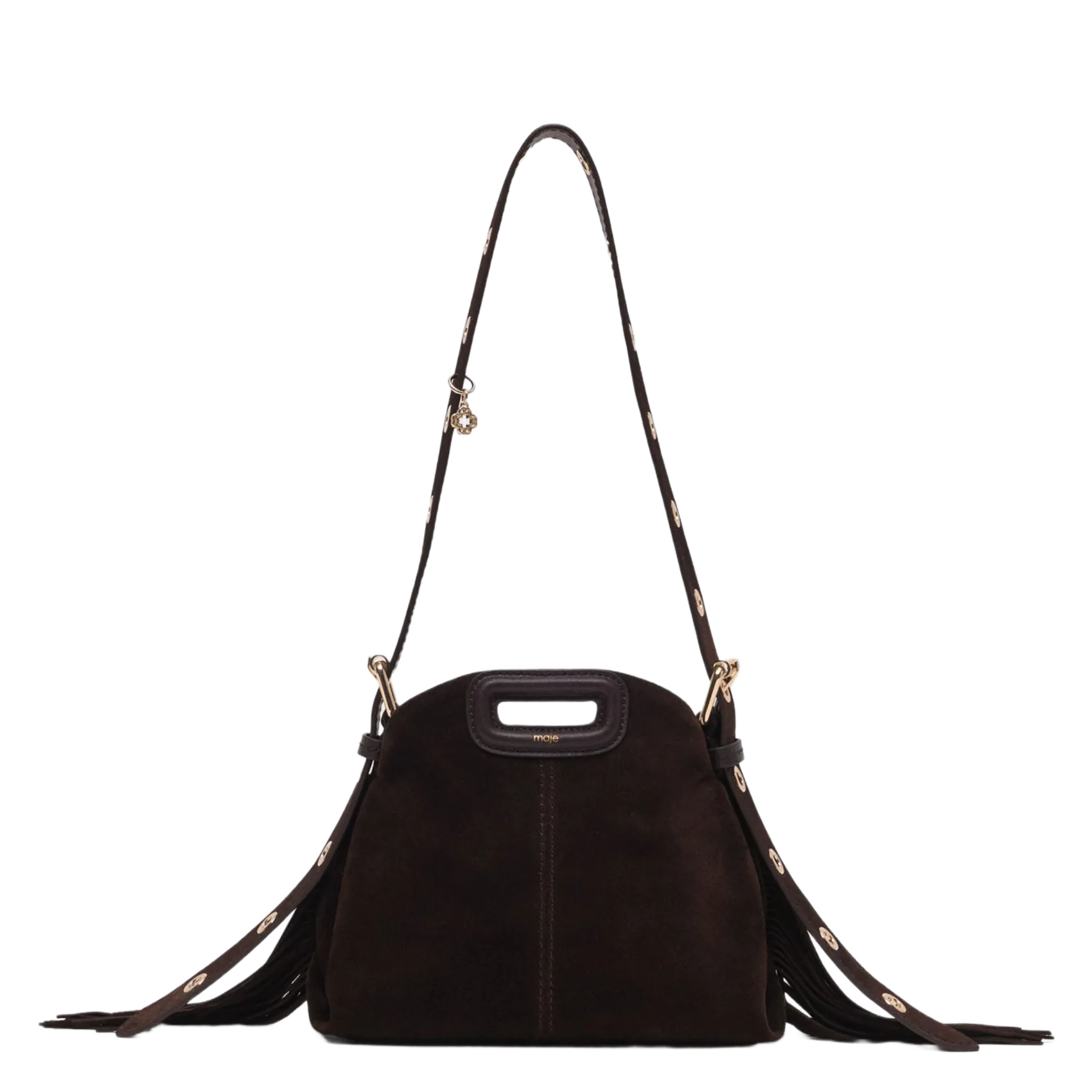 Sac bandoulière en cuir suède Marron MISS M MINI