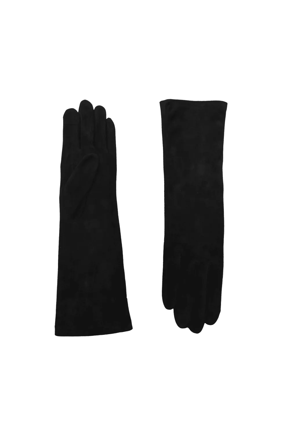 Christina sued gants en cuir doublés soie Noir
