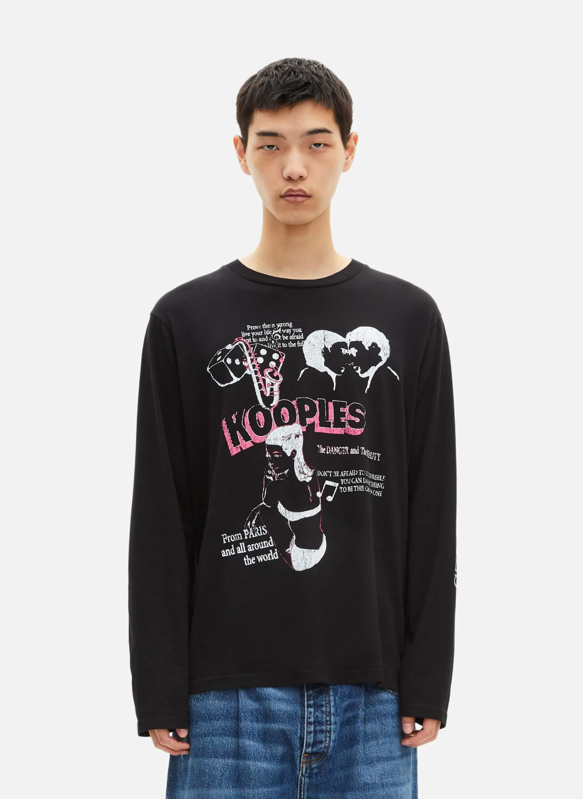 T-shirt avec sérigraphie 'the dangerous and the beauty' Noir