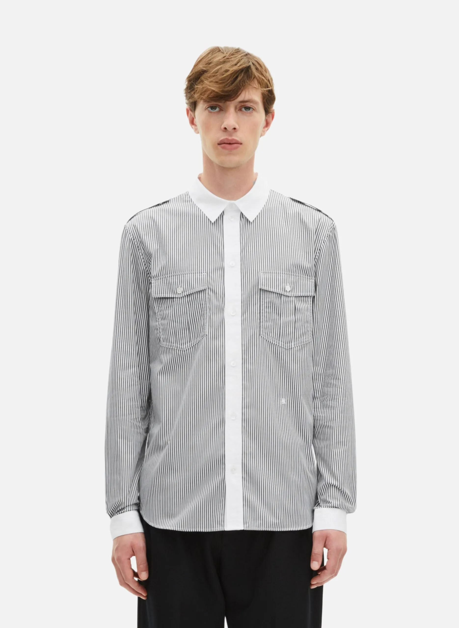 Chemise à fines rayures Noir