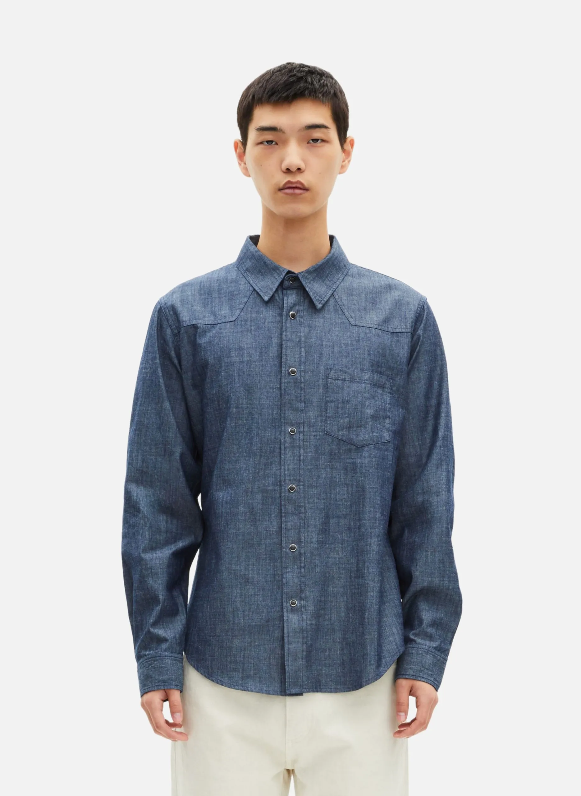 Chemise en denim brut Bleu