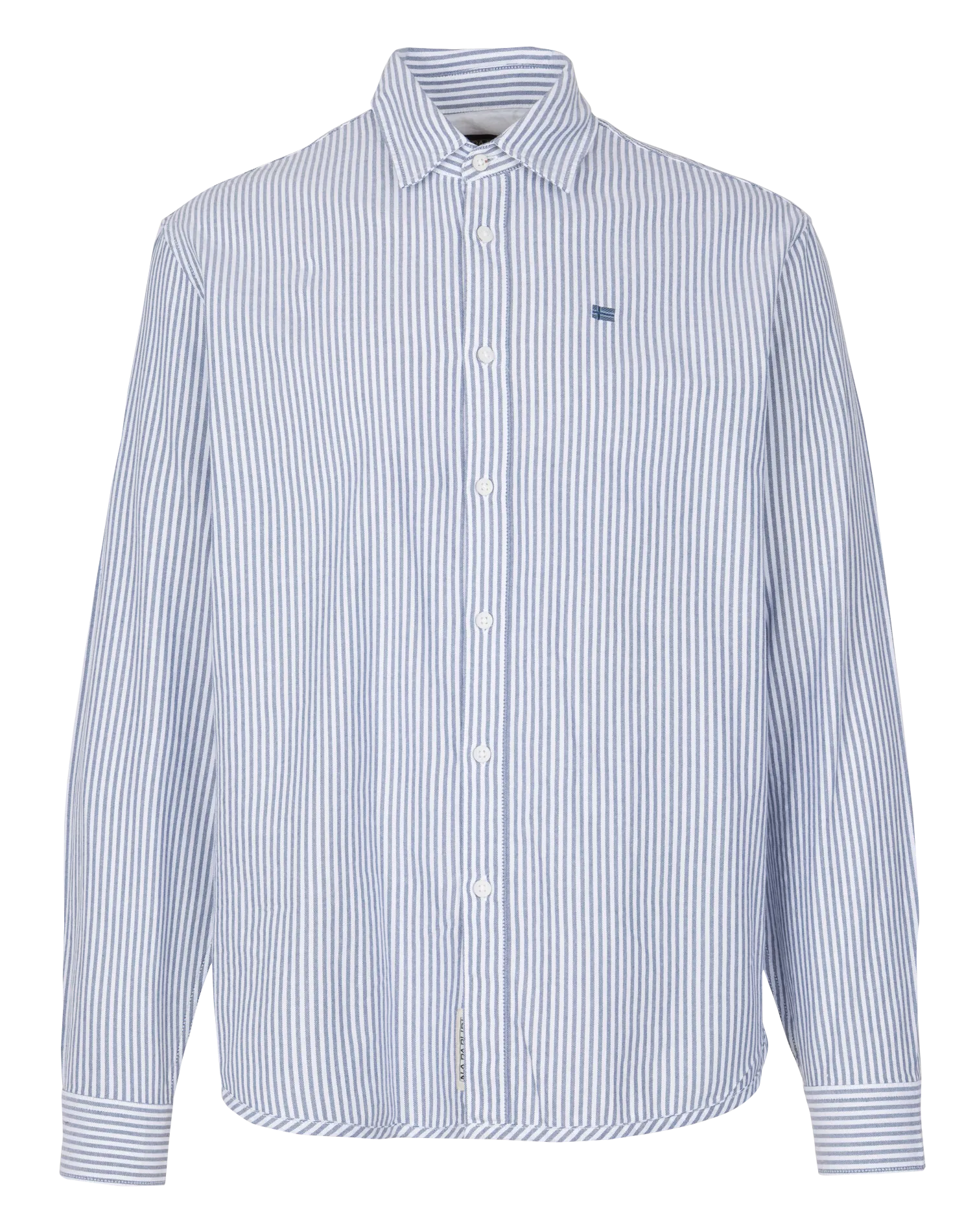 Chemise droite col classique rayée en coton Bleu G-TERRA OXFORD