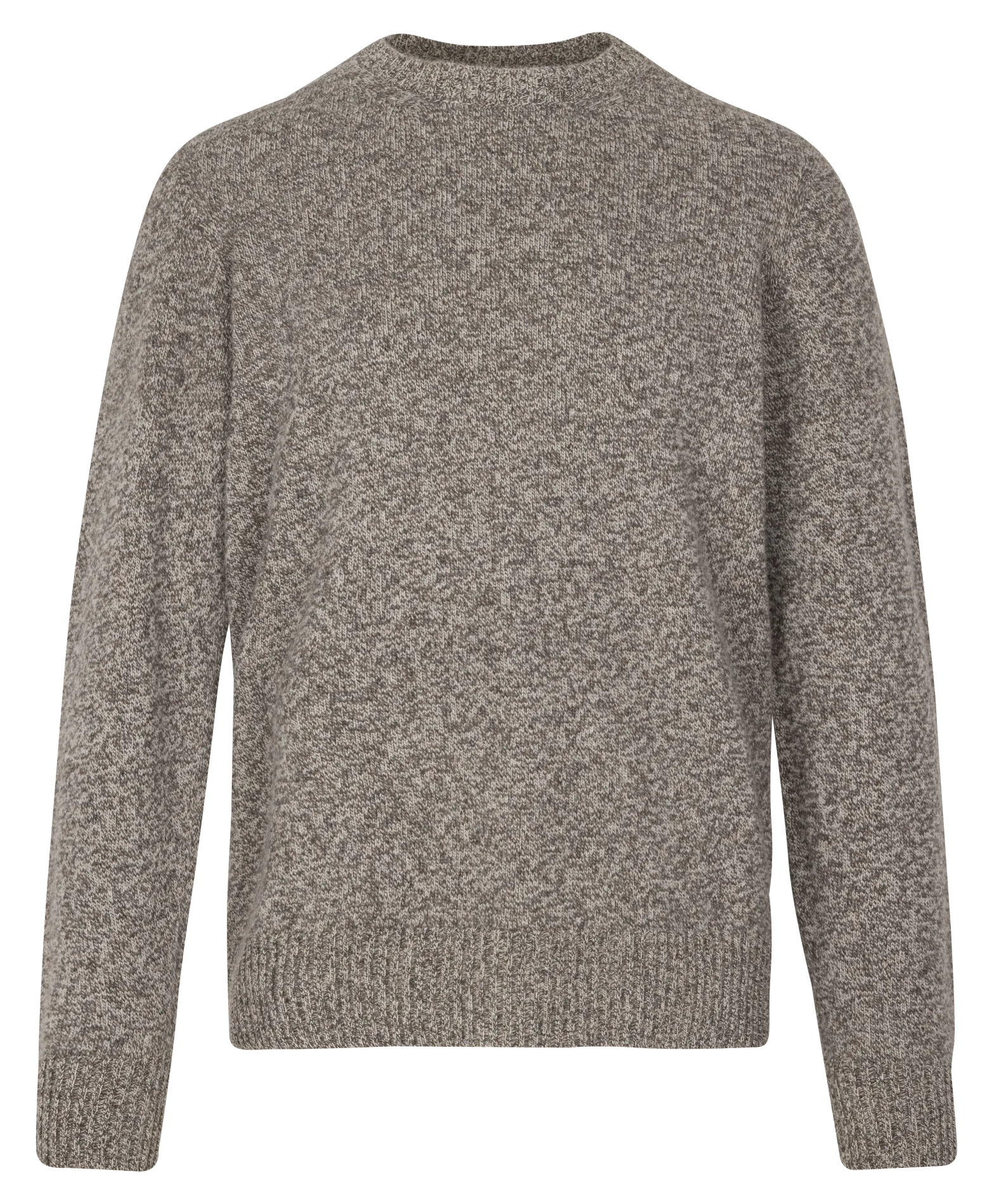 Pull droit col rond jacquard en laine Marron SEAMLESS CREW