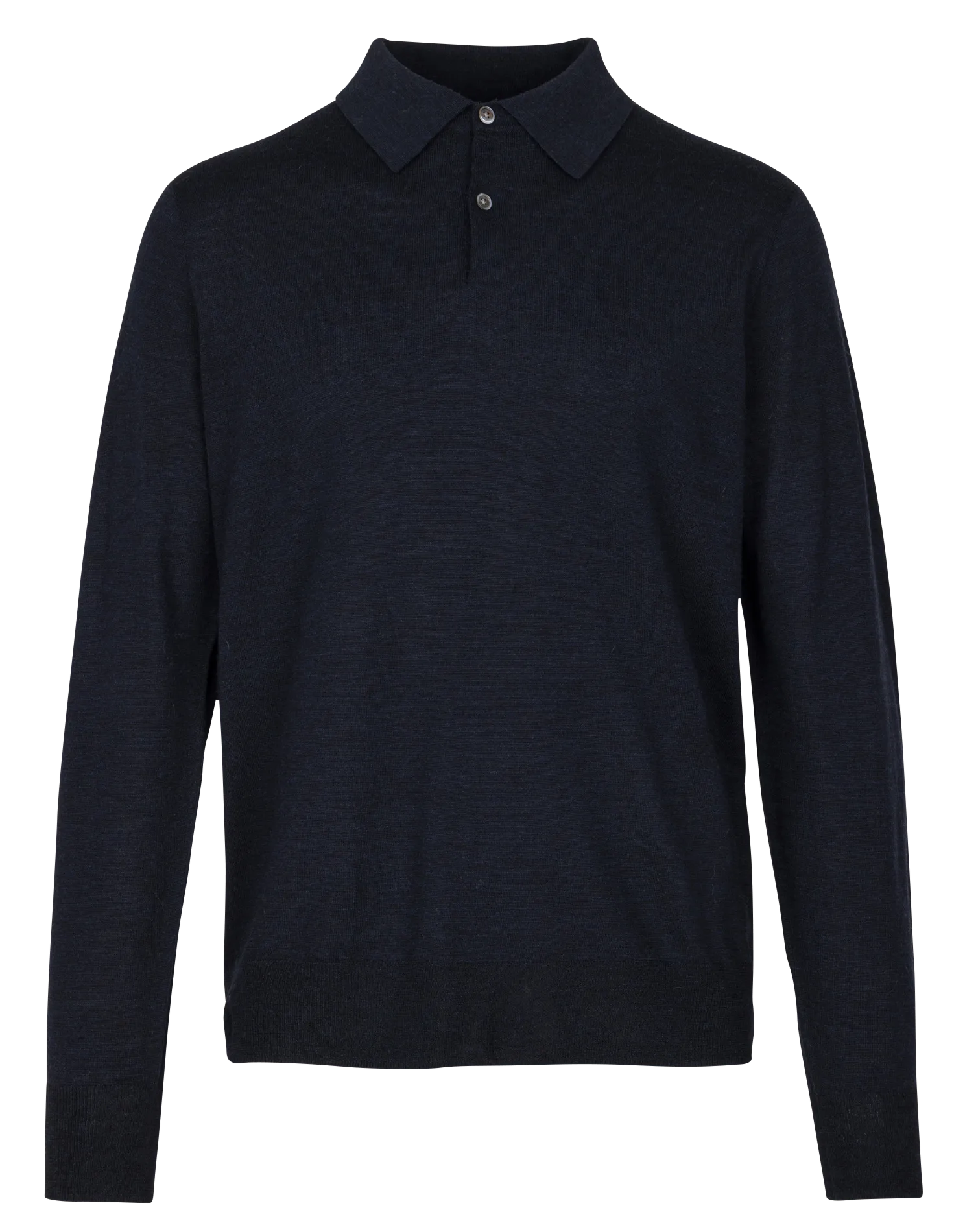 Pull droit col polo en laine Bleu MERINO