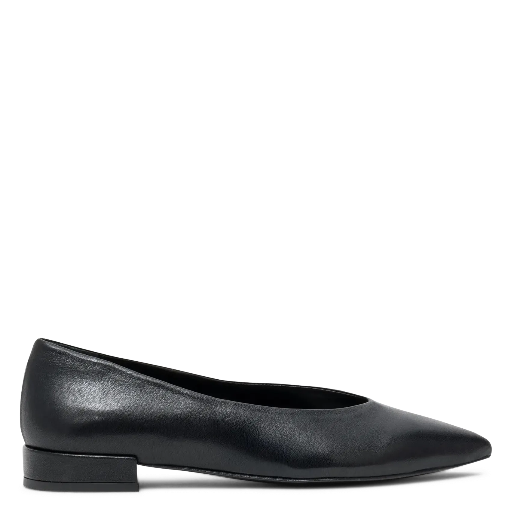Ballerines plates pointues en cuir Noir BINTA