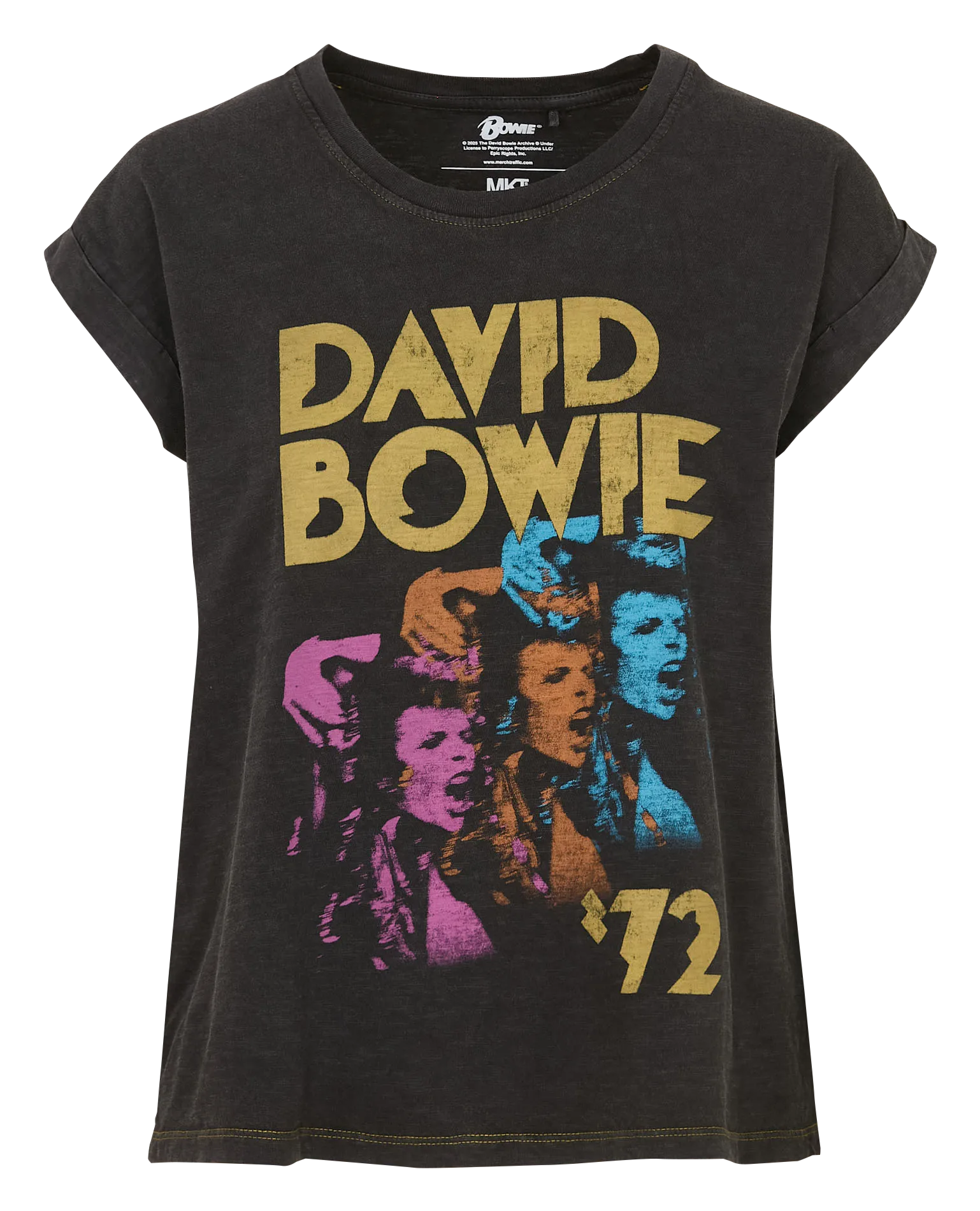 Tee-shirt droit col rond en coton Noir TAVA BOWIE
