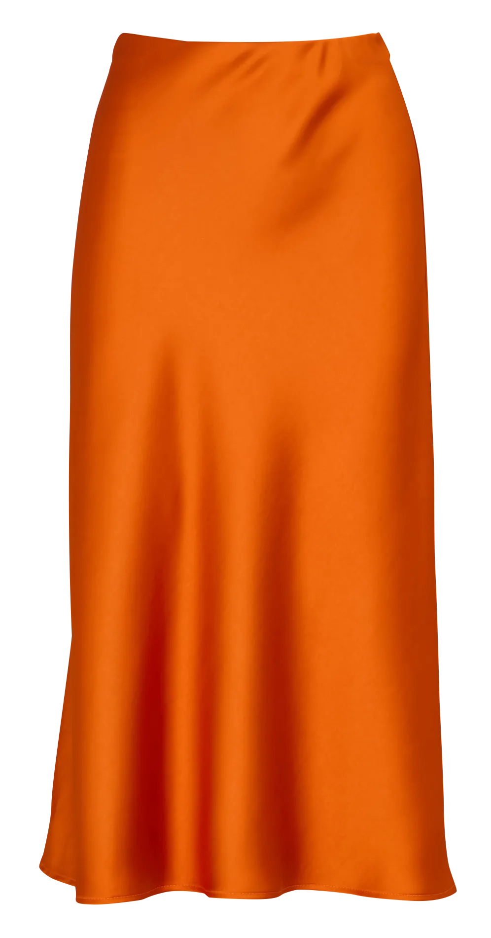 Jupe évasée unie en satin Orange