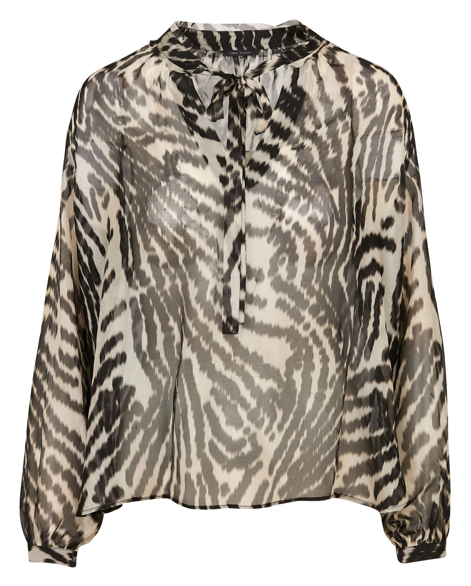 Blouse col lavallière imprimée Noir